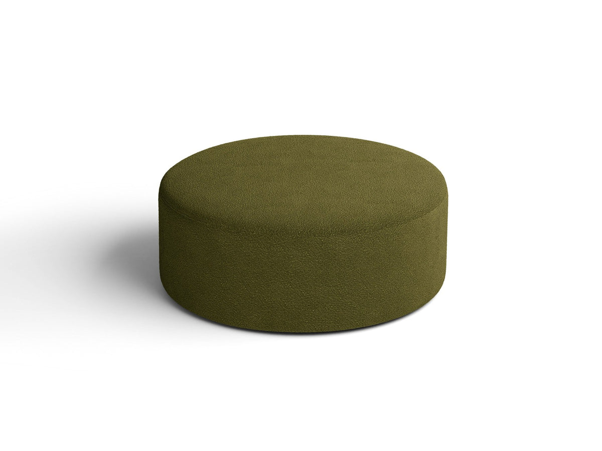 Weisser Pouf Dia von Micadoni mit strukturiertem Bouclé-Stoff, quadratischer Form und niedrigen Beinen aus Polypropylen.