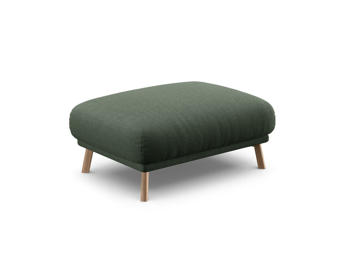 Naomi Pouf 100cm von Micadoni in Beige-Salvador mit Veloursbezug, Holzbeinen und rechteckiger, gepolsterter Sitzfläche.