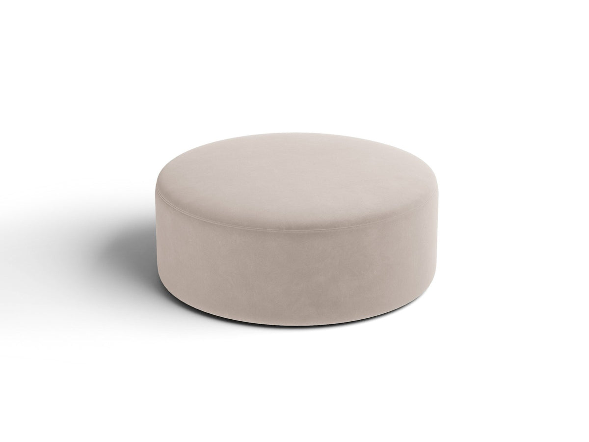 Weisser Pouf Dia von Micadoni mit strukturiertem Bouclé-Stoff, quadratischer Form und niedrigen Beinen aus Polypropylen.