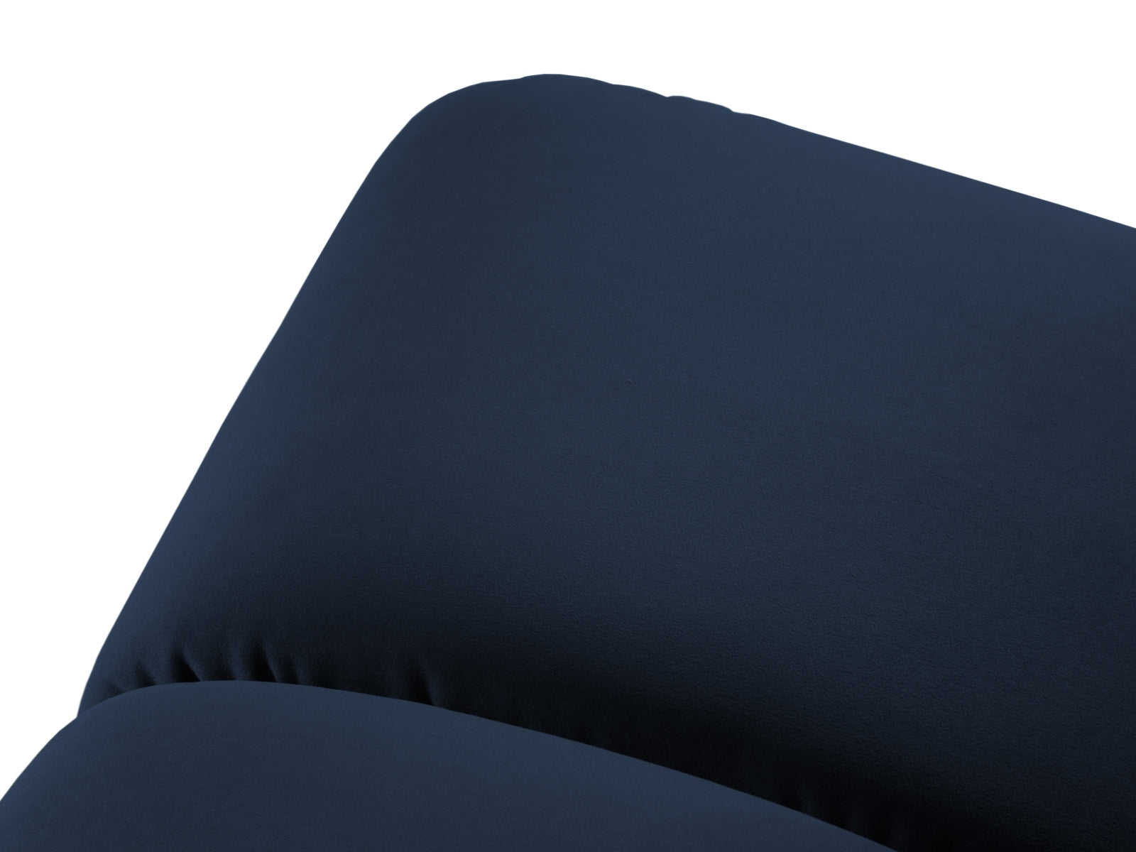 Stylischer Diana Velour Pouf in tiefem Royalblau, vielseitig einsetzbar als Einzelstück oder Teil eines modularen Sofas von Micadoni.