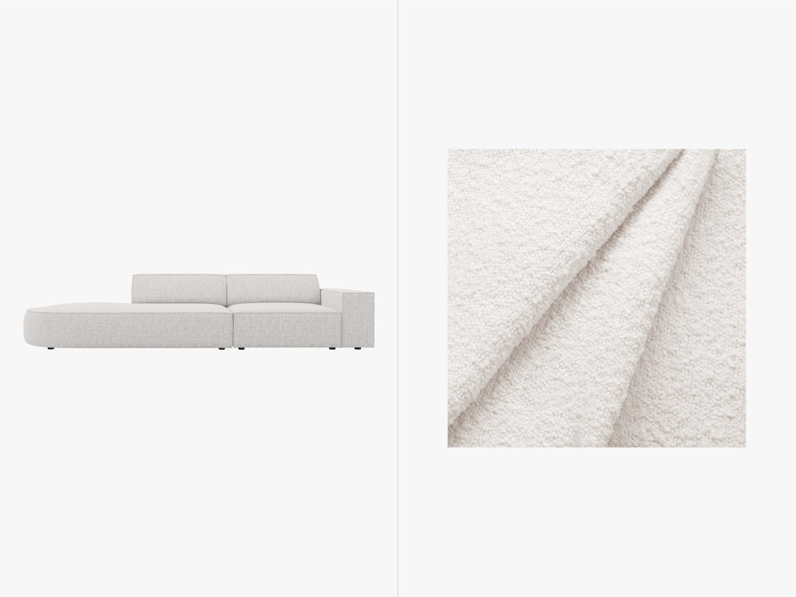 Jodie Boucle modulares Sofa open links 3 Sitzer in White präsentiert im Onlineshop von KAQTU Design AG. L-Sofa links ist von Micadoni