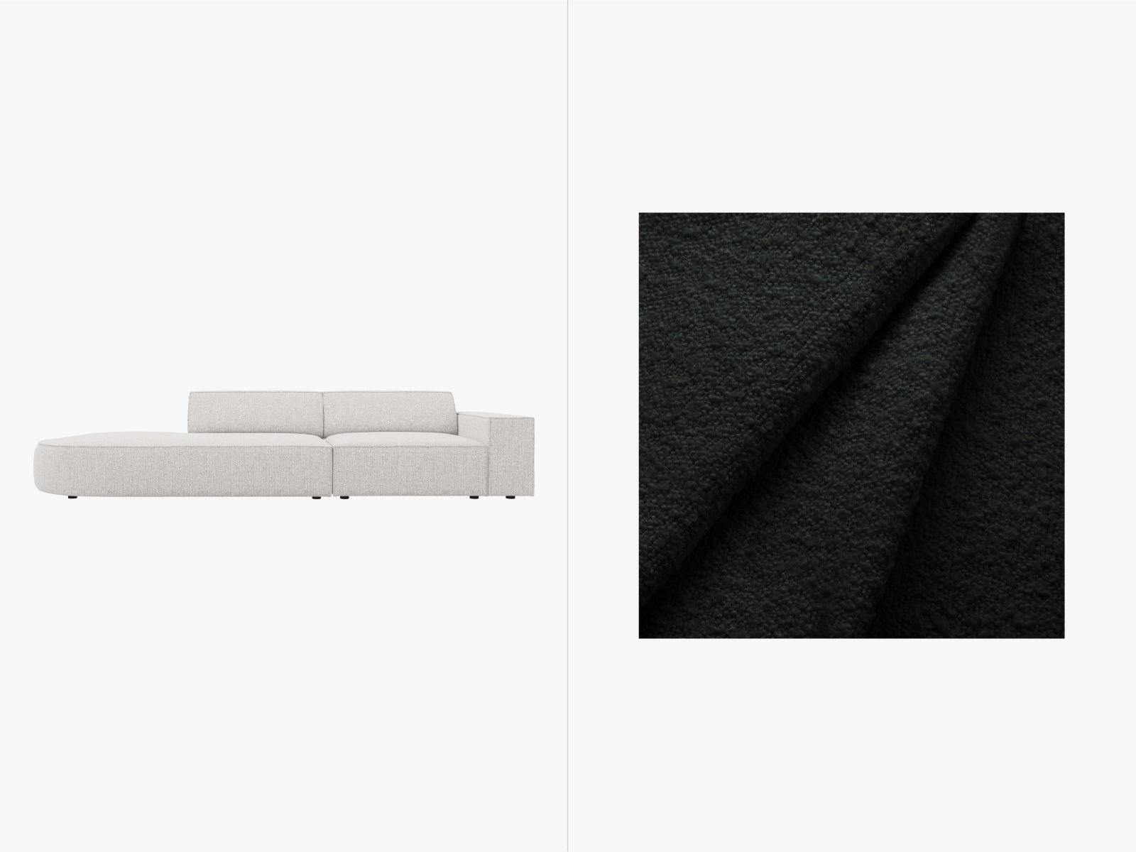 Jodie Boucle modulares Sofa open links 3 Sitzer in Black präsentiert im Onlineshop von KAQTU Design AG. L-Sofa links ist von Micadoni