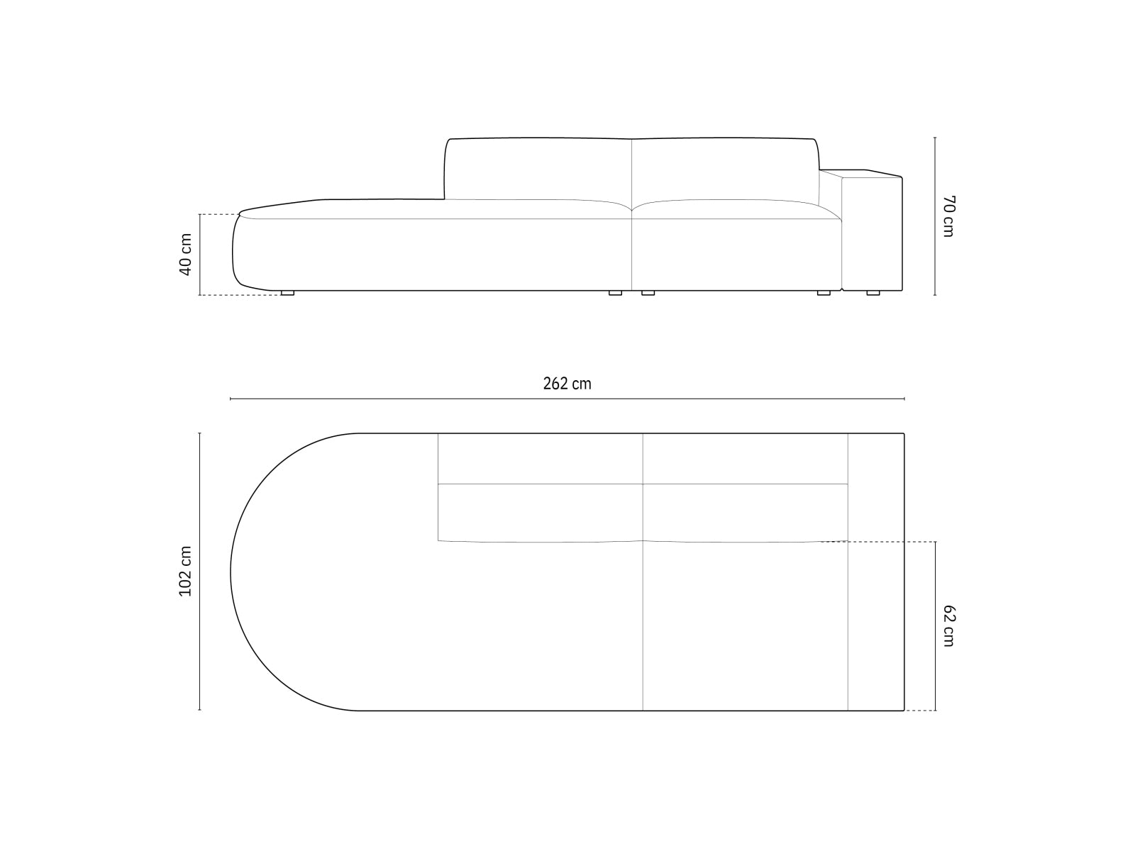 Jodie Modulares Sofa open links 3 Sitzer in Light Grey präsentiert im Onlineshop von KAQTU Design AG. L-Sofa links ist von Micadoni