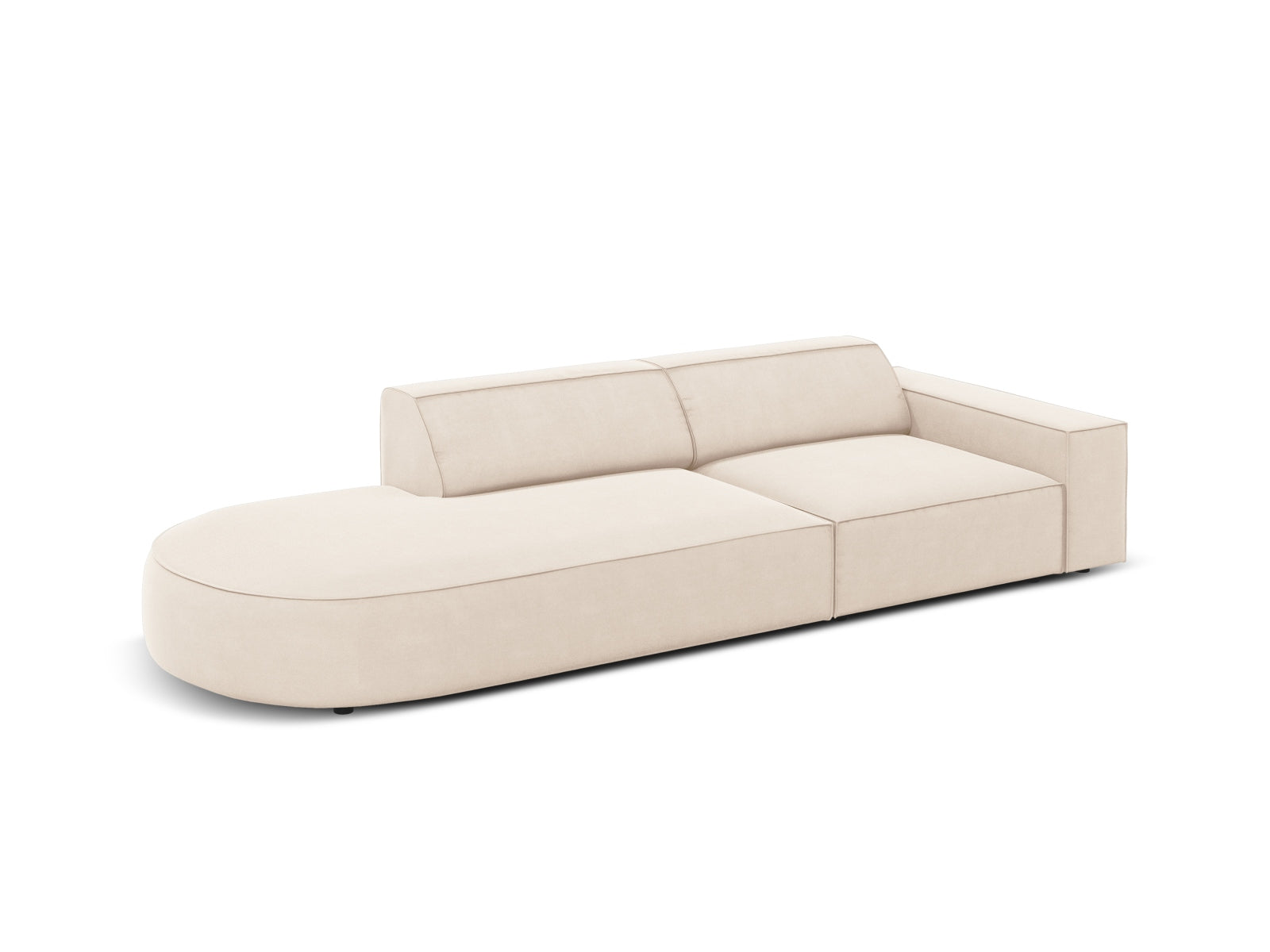 Jodie Velour modulares Sofa links 3 Sitzer in Light Beige präsentiert im Onlineshop von KAQTU Design AG. L-Sofa links ist von Micadoni