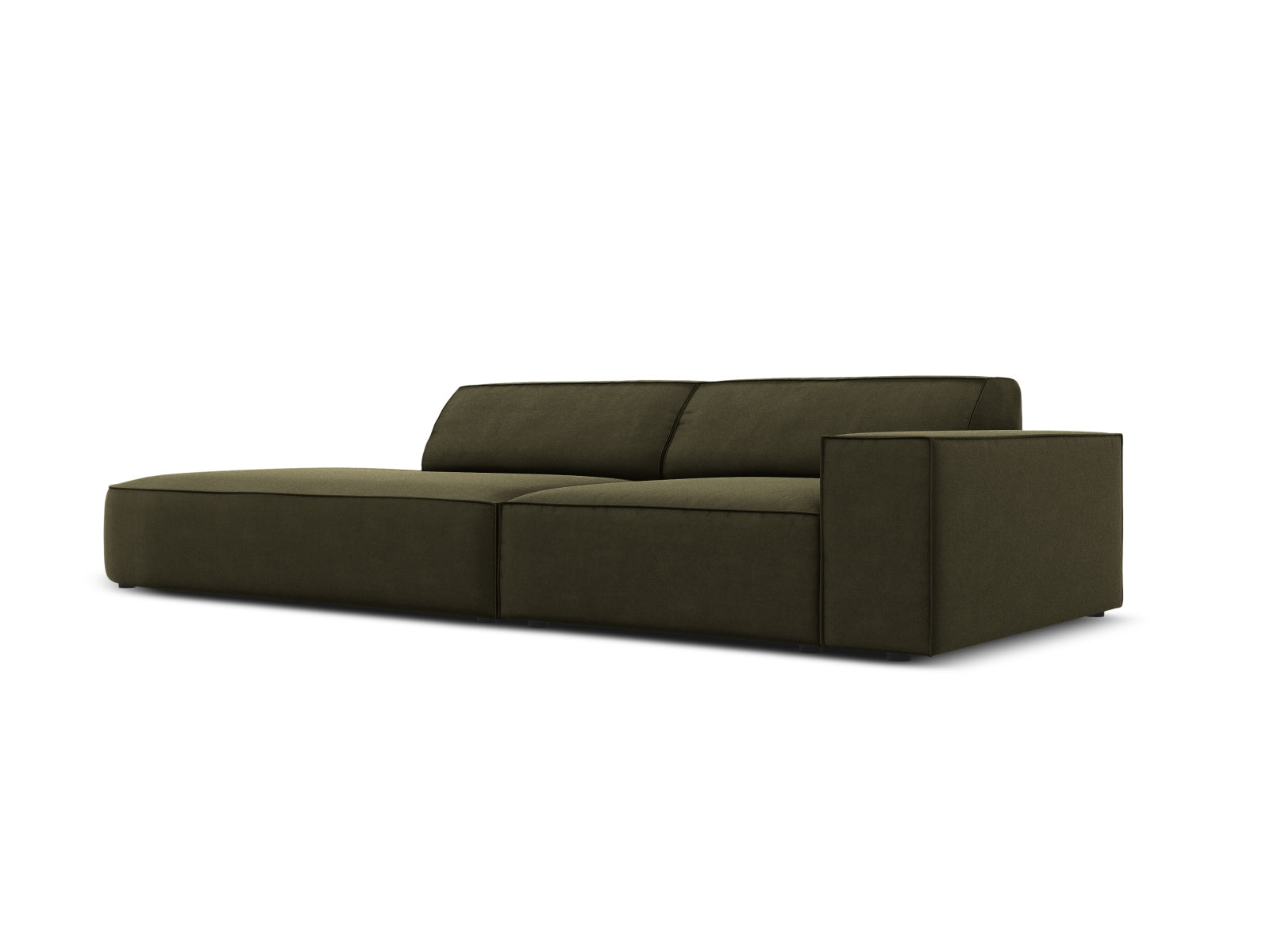 Jodie Velour modulares Sofa links 3 Sitzer in Green präsentiert im Onlineshop von KAQTU Design AG. L-Sofa links ist von Micadoni