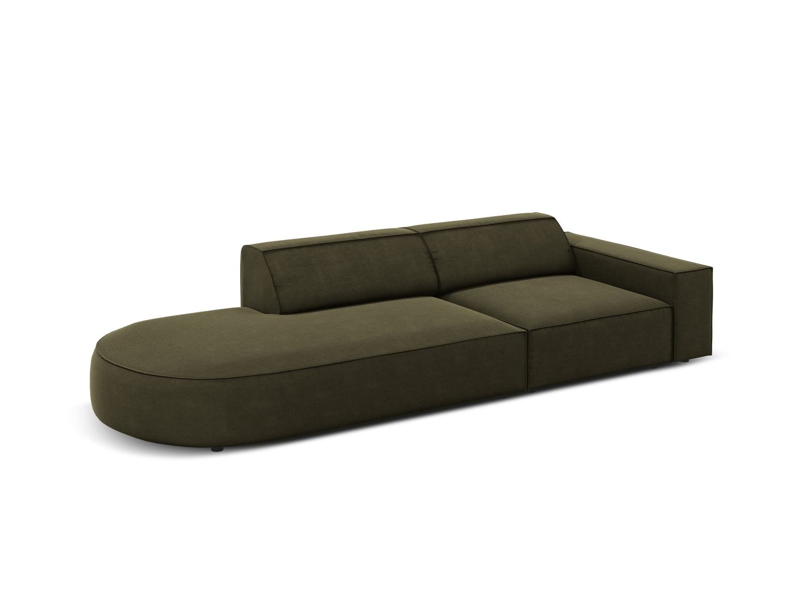 Jodie Velour modulares Sofa links 3 Sitzer in Green präsentiert im Onlineshop von KAQTU Design AG. L-Sofa links ist von Micadoni