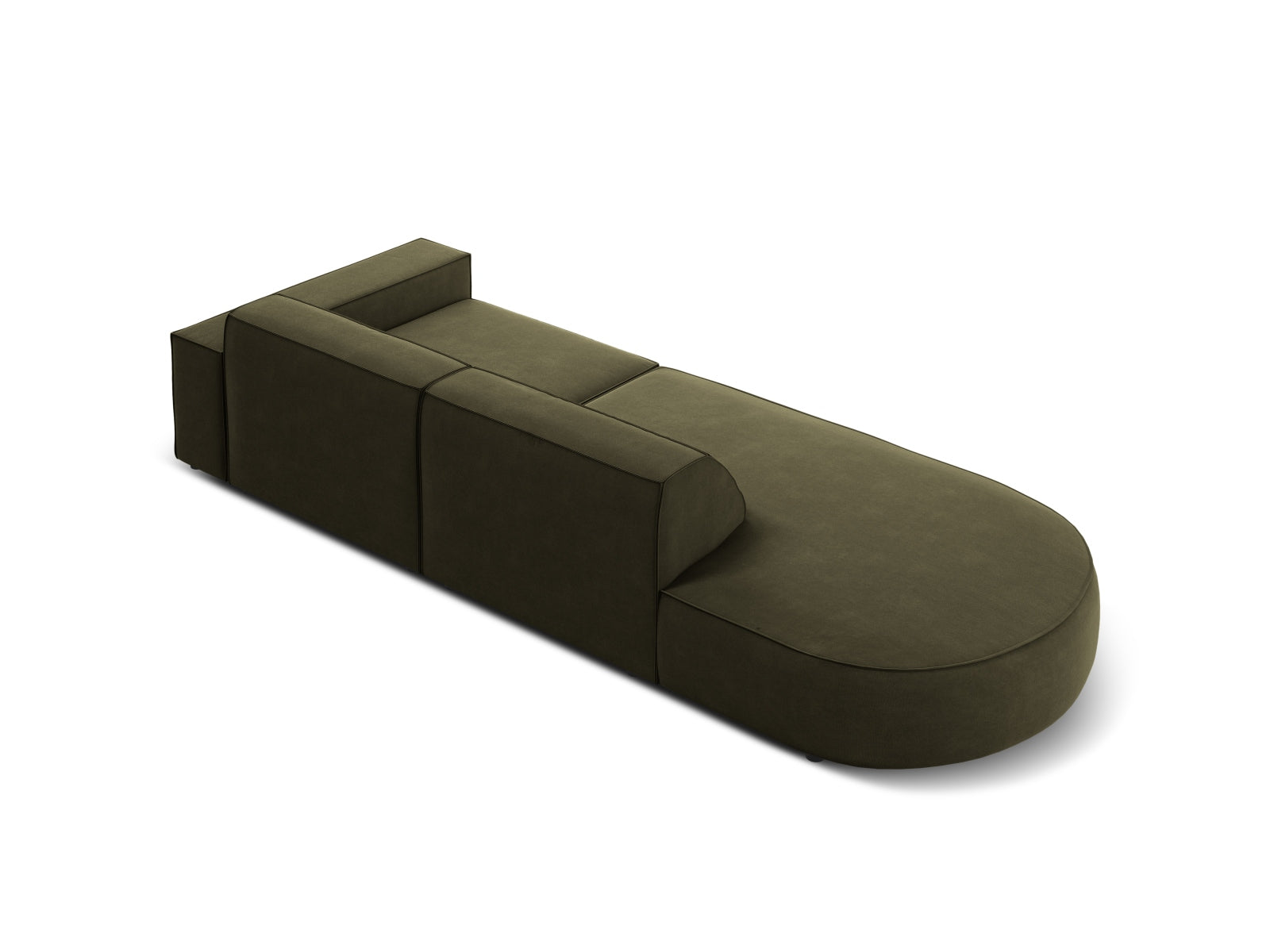 Jodie Velour modulares Sofa links 3 Sitzer in Green präsentiert im Onlineshop von KAQTU Design AG. L-Sofa links ist von Micadoni