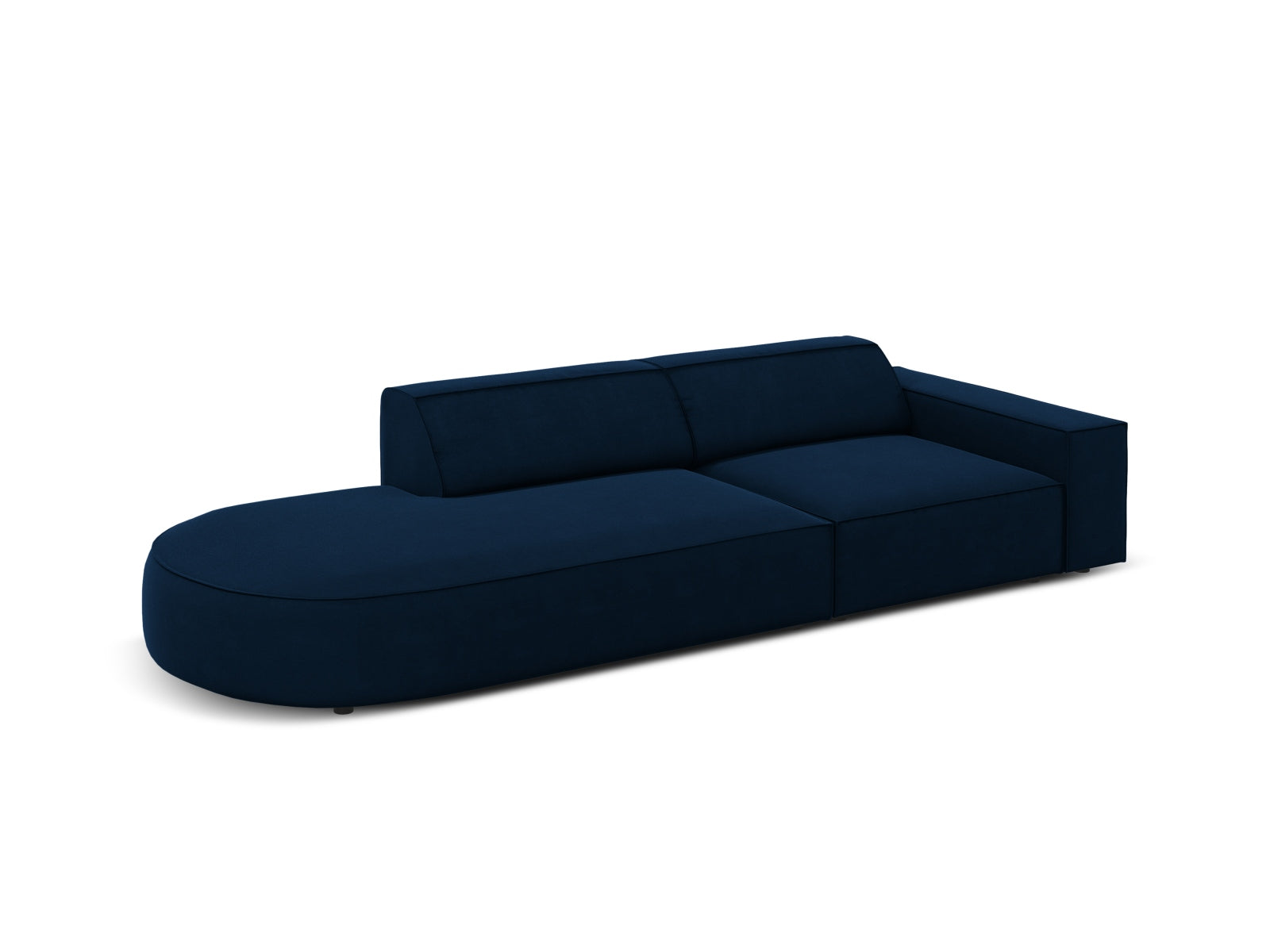 Jodie Velour modulares Sofa links 3 Sitzer in Royal Blue präsentiert im Onlineshop von KAQTU Design AG. L-Sofa links ist von Micadoni