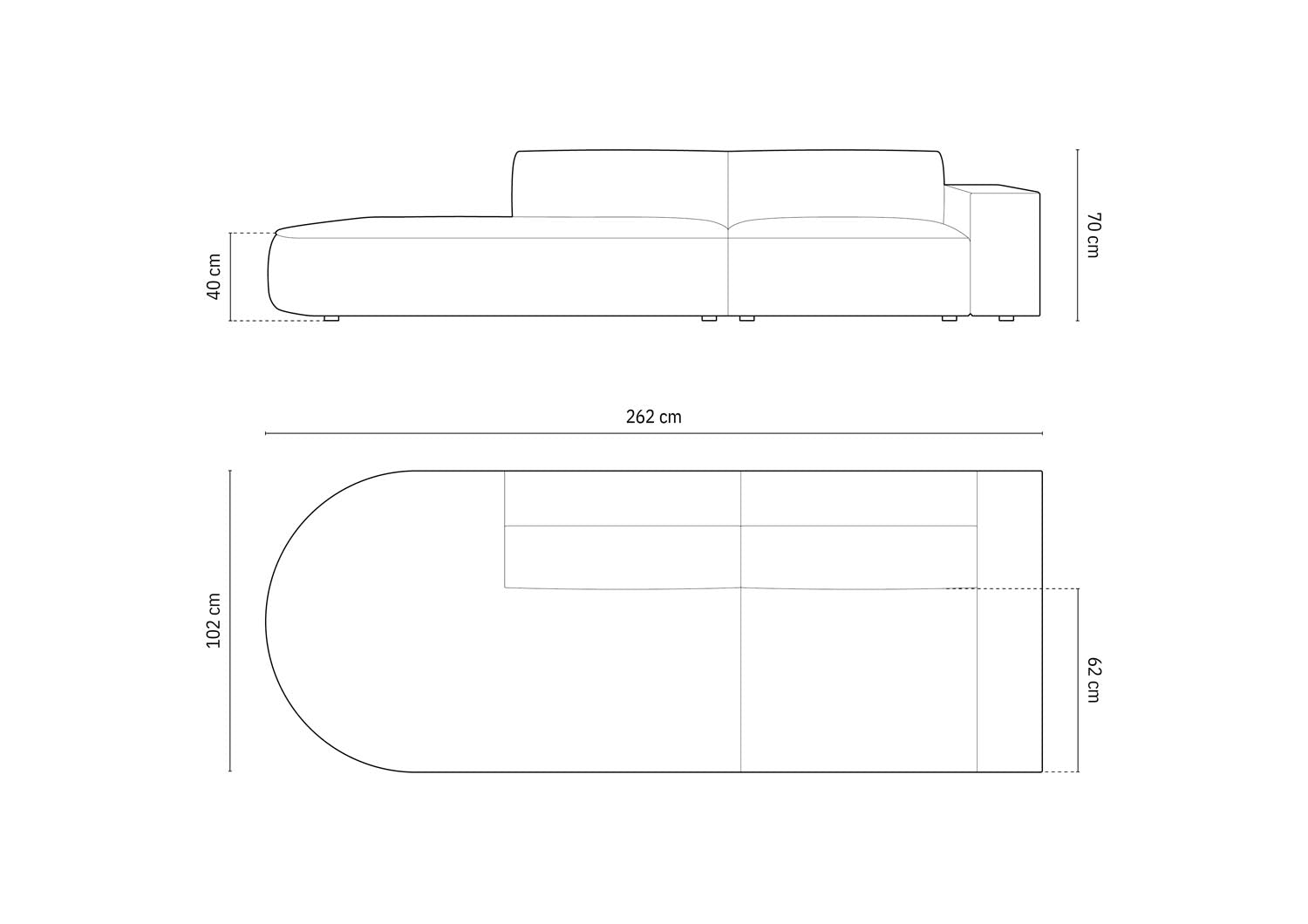 Jodie Modulares Sofa open links 3 Sitzer in Light Beige präsentiert im Onlineshop von KAQTU Design AG. L-Sofa links ist von Micadoni