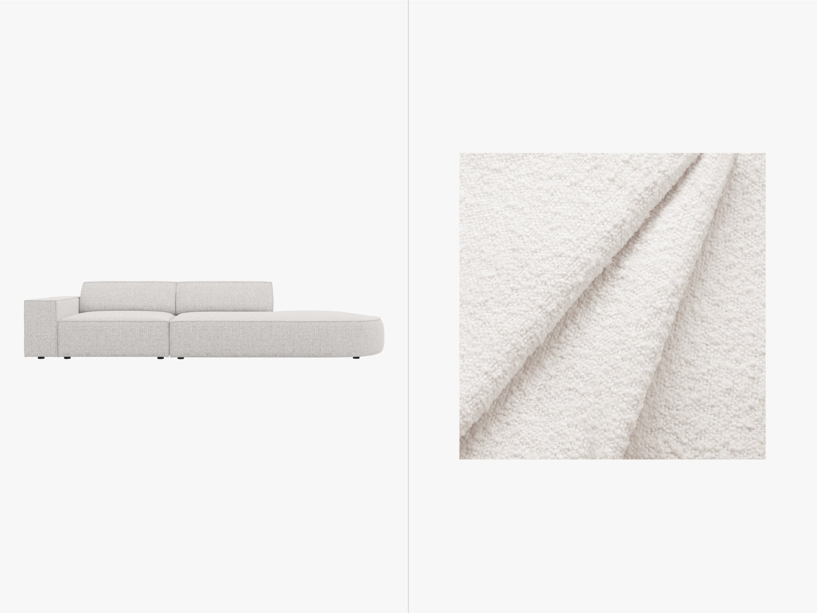 Jodie Boucle modulares Sofa open rechts 3 Sitzer in White präsentiert im Onlineshop von KAQTU Design AG. L-Sofa rechts ist von Micadoni
