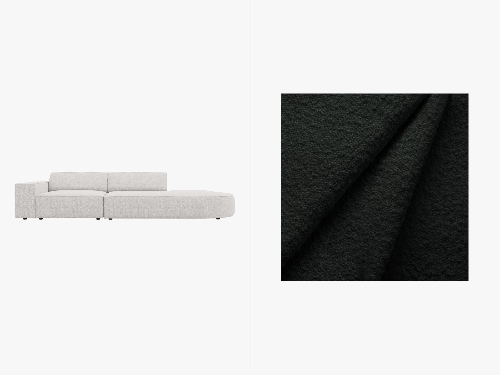 Jodie Boucle modulares Sofa open rechts 3 Sitzer in Black präsentiert im Onlineshop von KAQTU Design AG. L-Sofa rechts ist von Micadoni