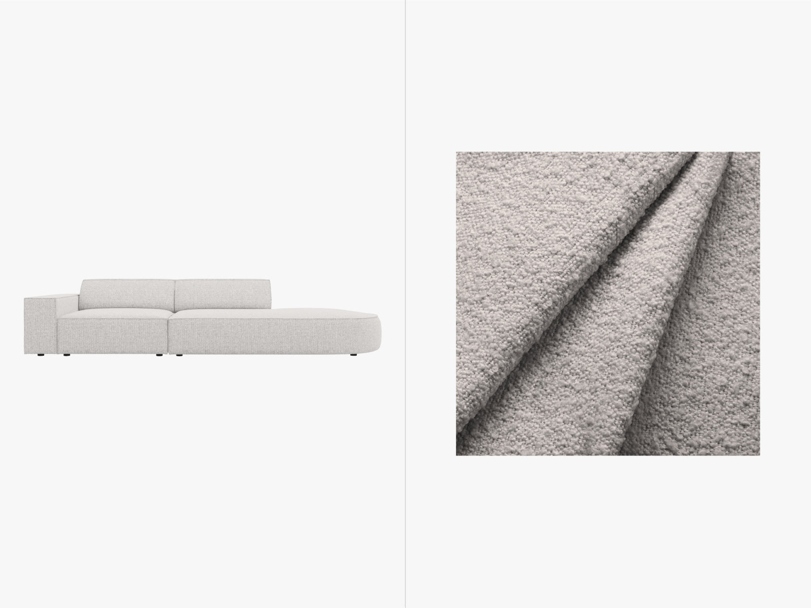 Jodie Boucle modulares Sofa open rechts 3 Sitzer in Light Grey präsentiert im Onlineshop von KAQTU Design AG. L-Sofa rechts ist von Micadoni