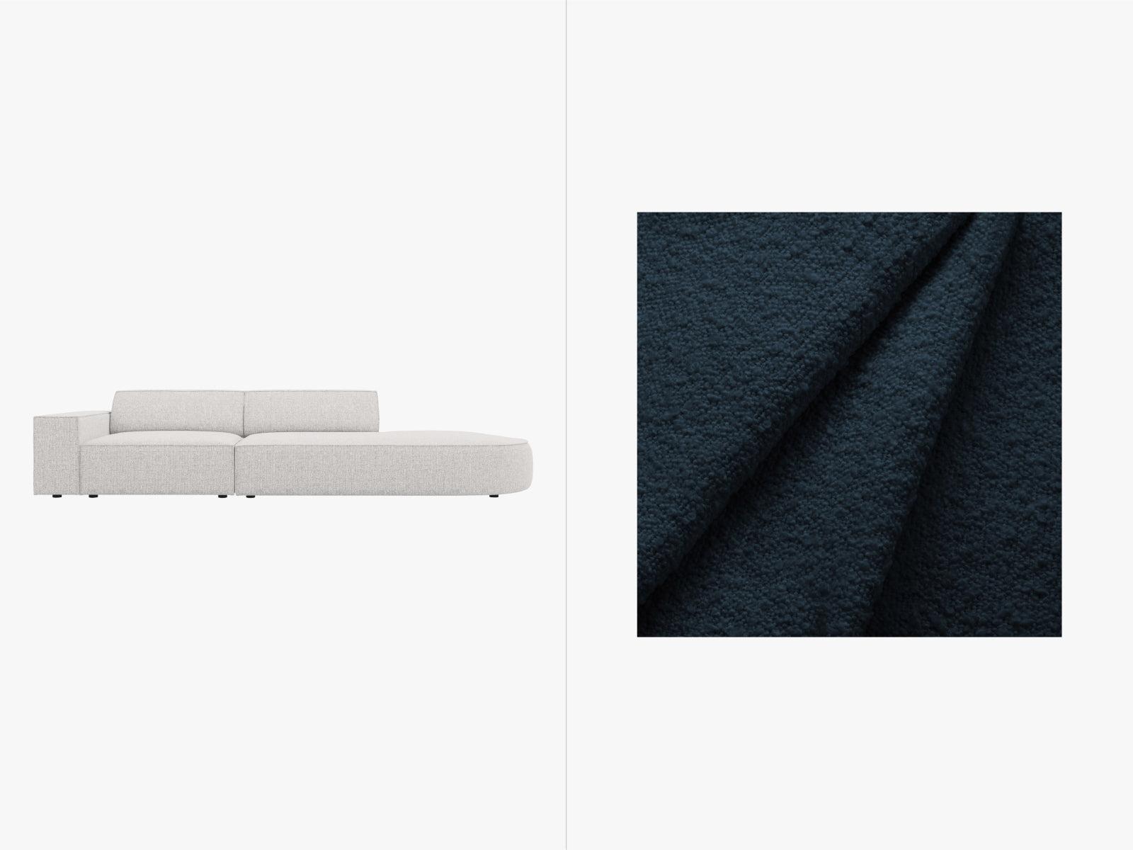 Jodie Boucle modulares Sofa open rechts 3 Sitzer in Dark Blue präsentiert im Onlineshop von KAQTU Design AG. L-Sofa rechts ist von Micadoni