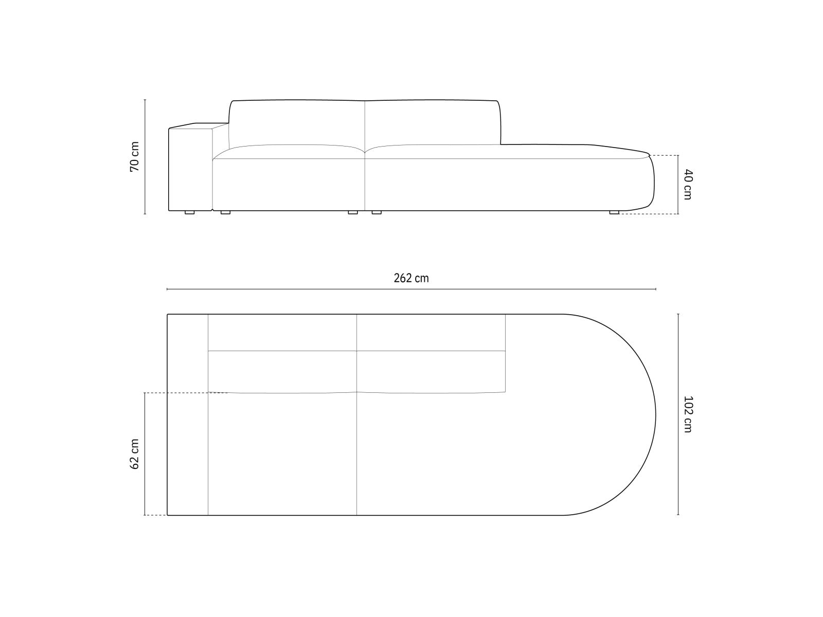 Jodie Modulares Sofa open rechts 3 Sitzer in Terracotta präsentiert im Onlineshop von KAQTU Design AG. L-Sofa rechts ist von Micadoni