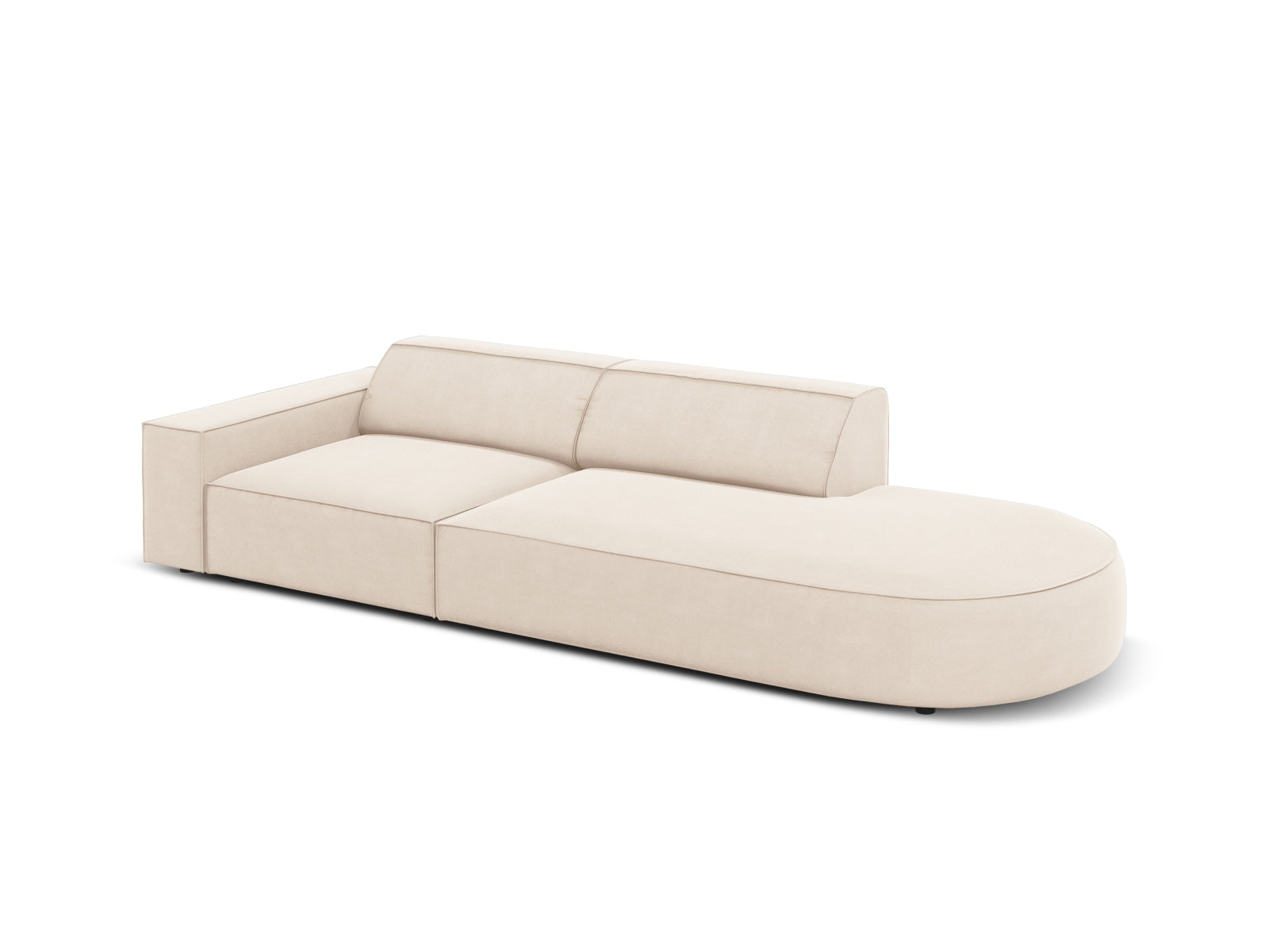 Jodie Velour modulares Sofa rechts 3 Sitzer in Light Beige präsentiert im Onlineshop von KAQTU Design AG. L-Sofa rechts ist von Micadoni