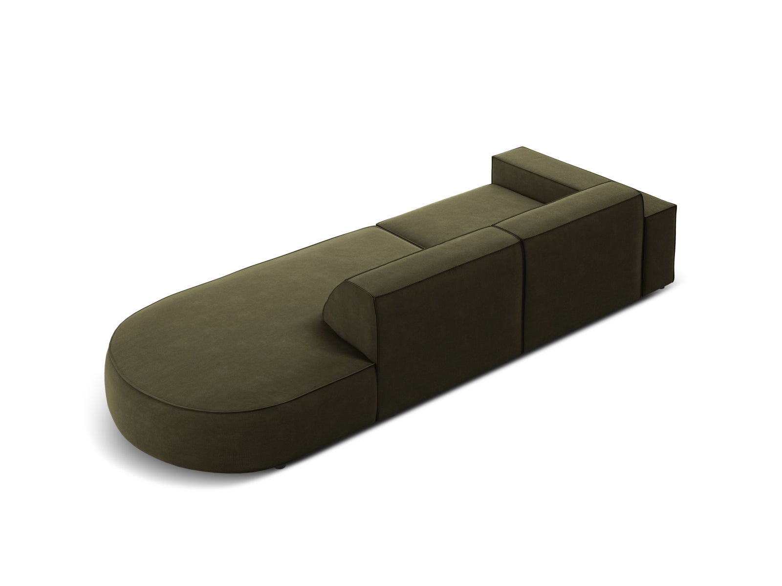 Jodie Velour modulares Sofa rechts 3 Sitzer in Green präsentiert im Onlineshop von KAQTU Design AG. L-Sofa rechts ist von Micadoni