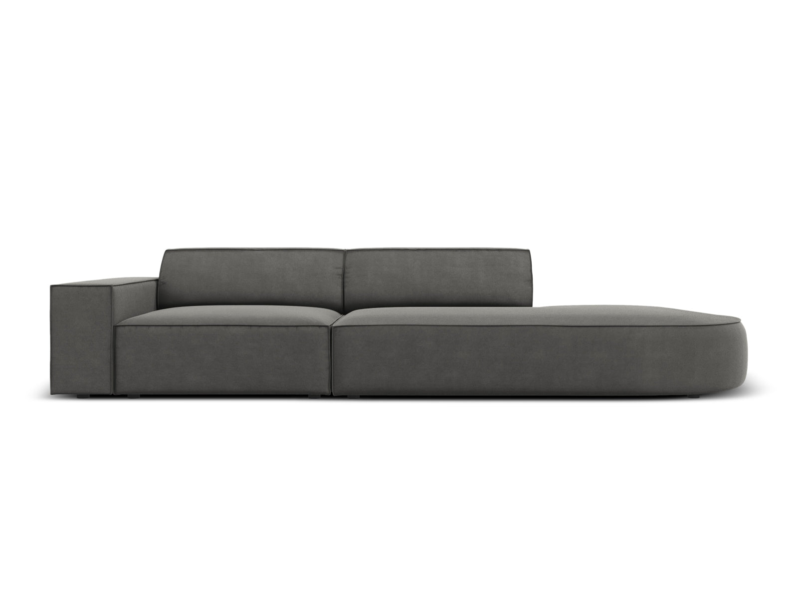 Jodie Velour modulares Sofa rechts 3 Sitzer in Light Grey präsentiert im Onlineshop von KAQTU Design AG. L-Sofa rechts ist von Micadoni