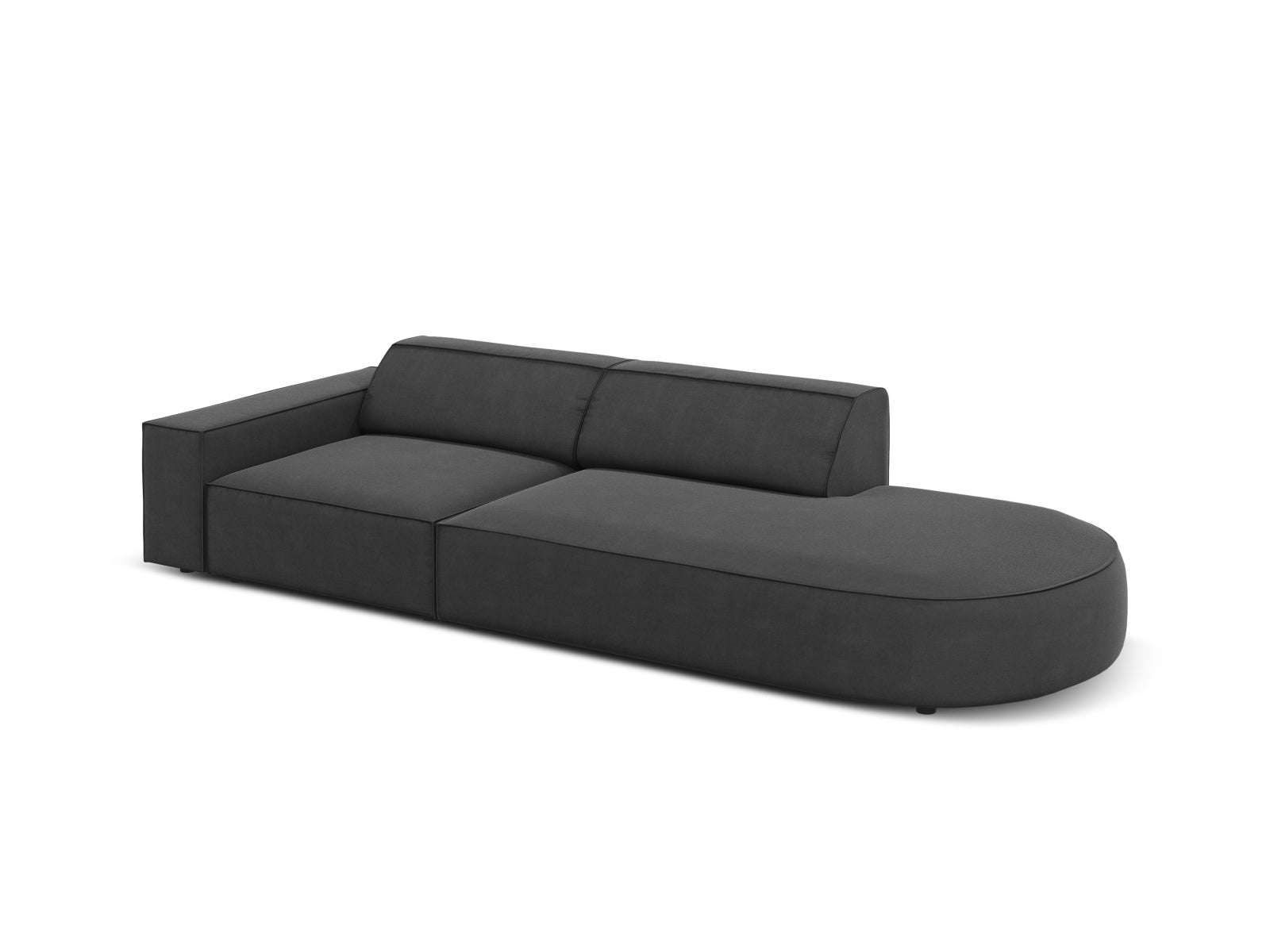 Jodie Velour modulares Sofa rechts 3 Sitzer in Grey präsentiert im Onlineshop von KAQTU Design AG. L-Sofa rechts ist von Micadoni