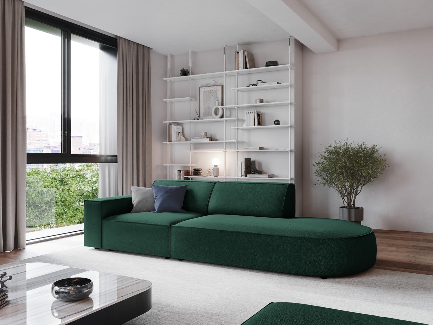 Jodie Modulares Sofa open rechts 3 Sitzer in Green präsentiert im Onlineshop von KAQTU Design AG. L-Sofa rechts ist von Micadoni