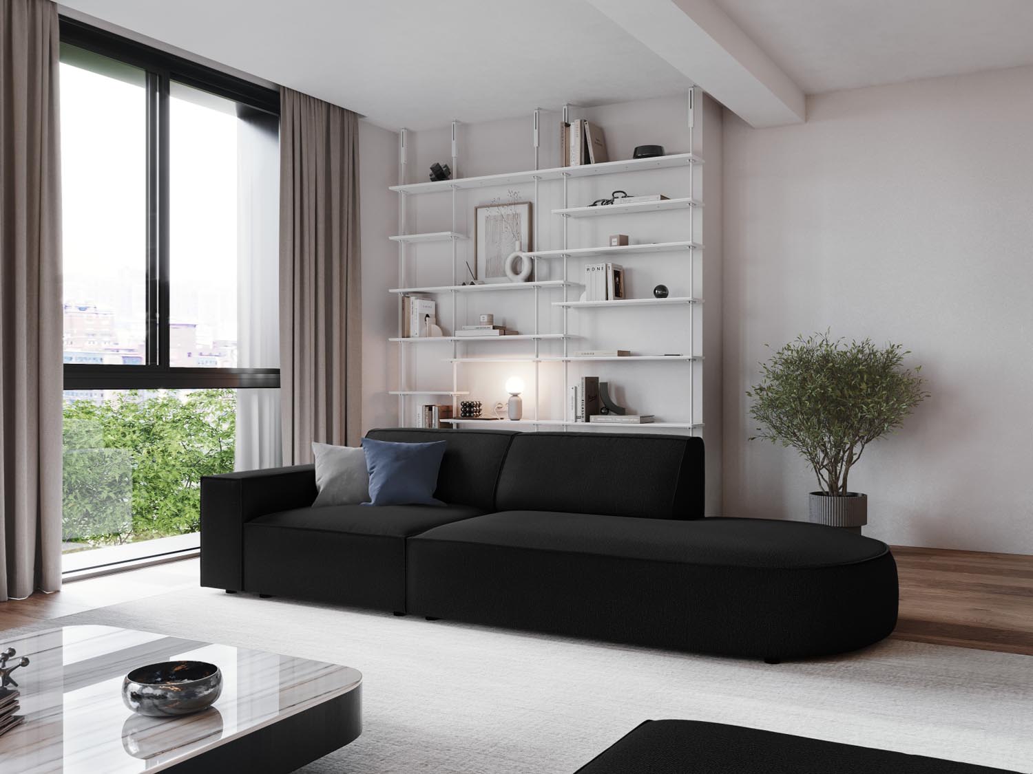 Jodie Modulares Sofa open rechts 3 Sitzer in Black präsentiert im Onlineshop von KAQTU Design AG. L-Sofa rechts ist von Micadoni