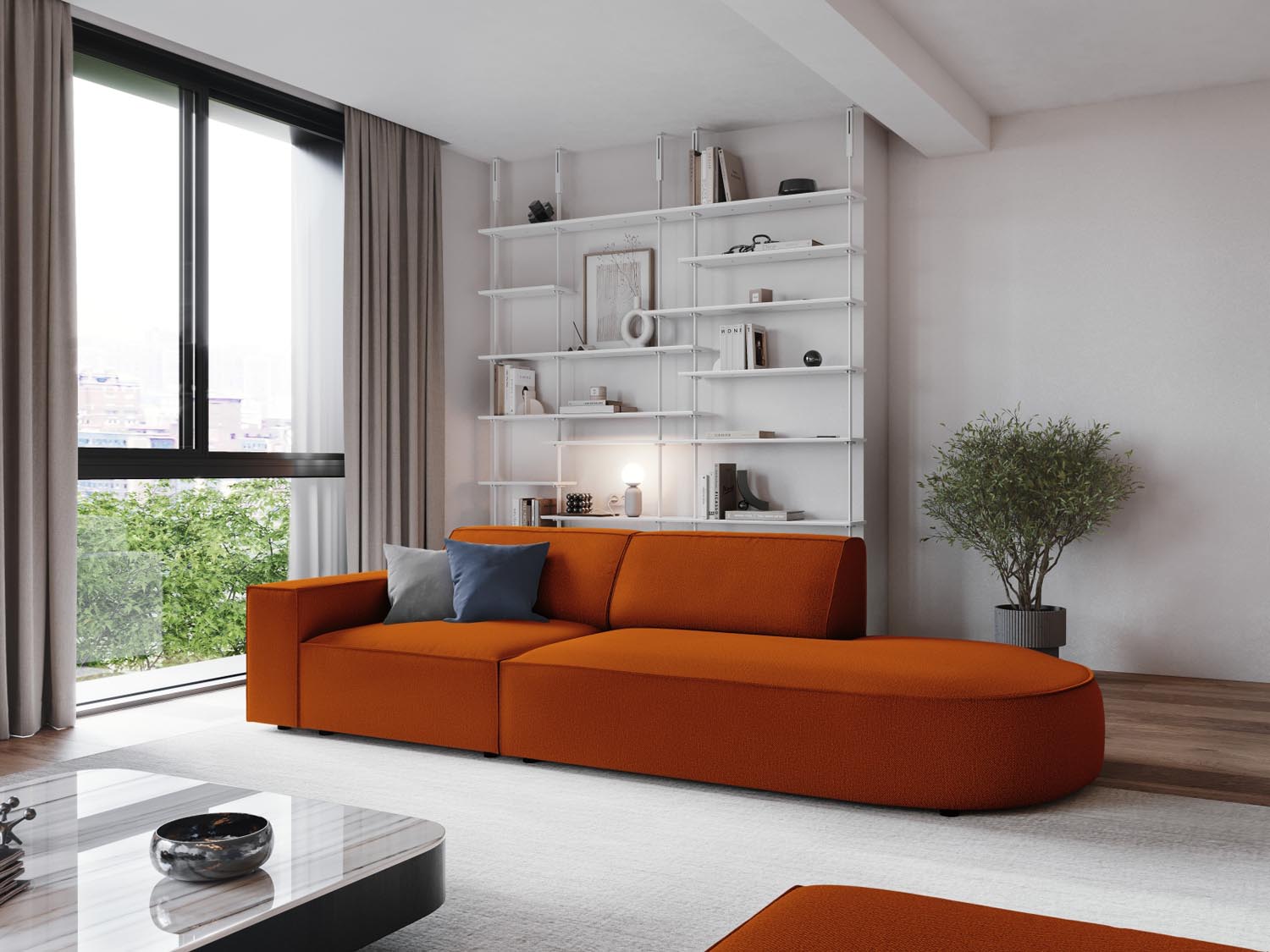 Jodie Modulares Sofa open rechts 3 Sitzer in Terracotta präsentiert im Onlineshop von KAQTU Design AG. L-Sofa rechts ist von Micadoni