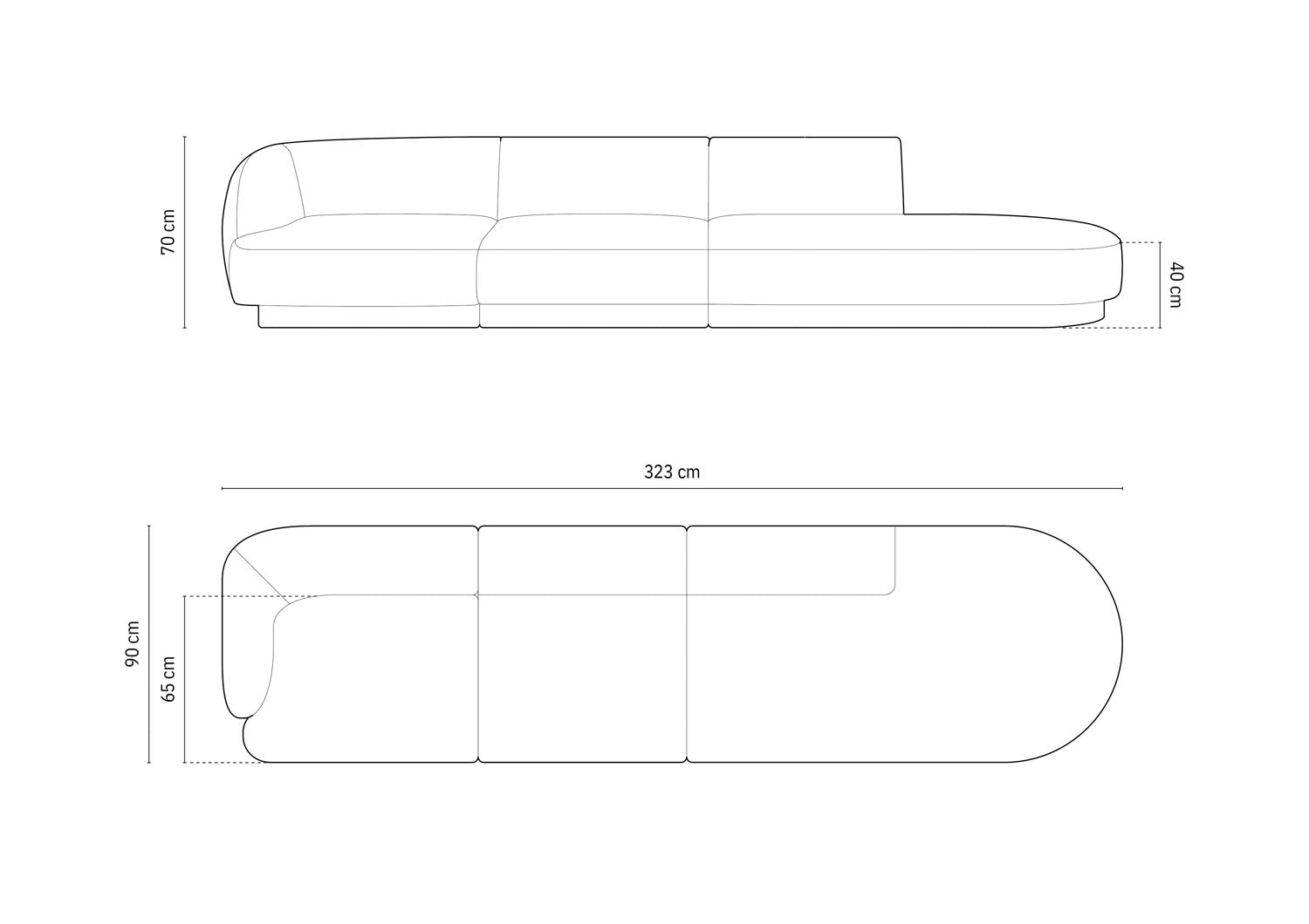 Miley Boucle Left Sofa 4 Sitzer in White präsentiert im Onlineshop von KAQTU Design AG. L-Sofa links ist von Micadoni