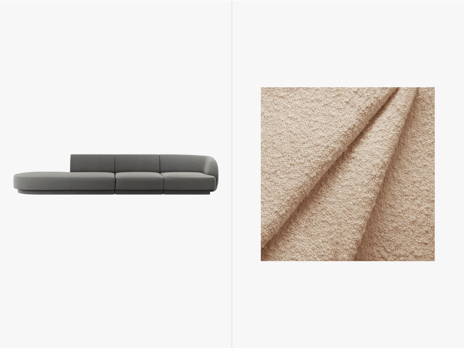 Miley Boucle Left Sofa 4 Sitzer in Beige-Baloo präsentiert im Onlineshop von KAQTU Design AG. L-Sofa links ist von Micadoni