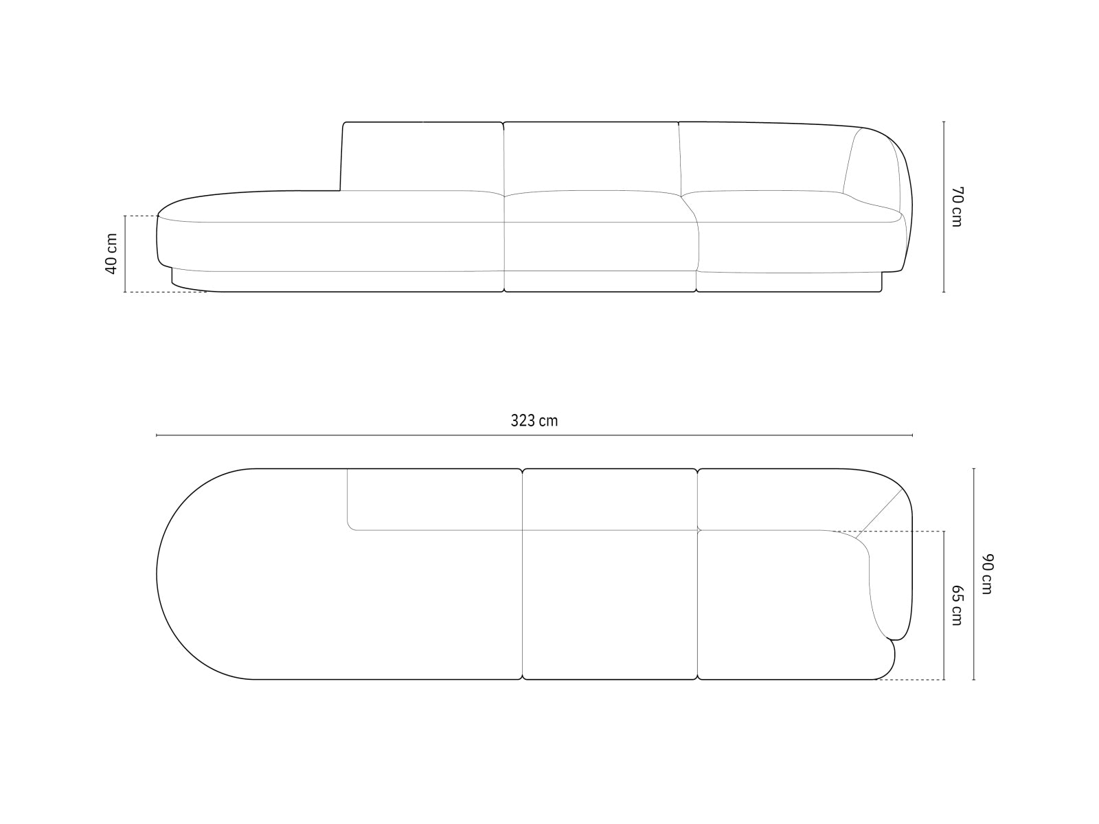 Miley Velour Sofa links 4 Sitzer in Grey präsentiert im Onlineshop von KAQTU Design AG. L-Sofa links ist von Micadoni