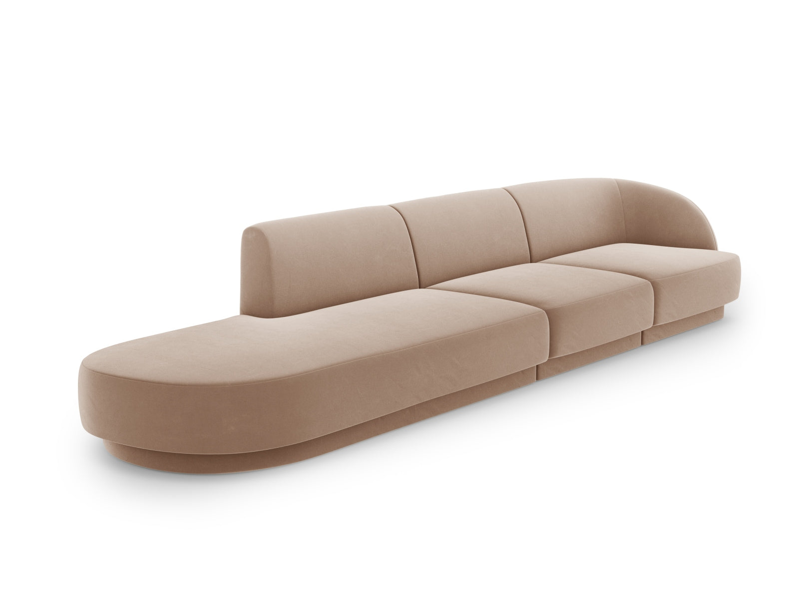 Miley Velour Sofa links 4 Sitzer in Cappuccino präsentiert im Onlineshop von KAQTU Design AG. L-Sofa links ist von Micadoni