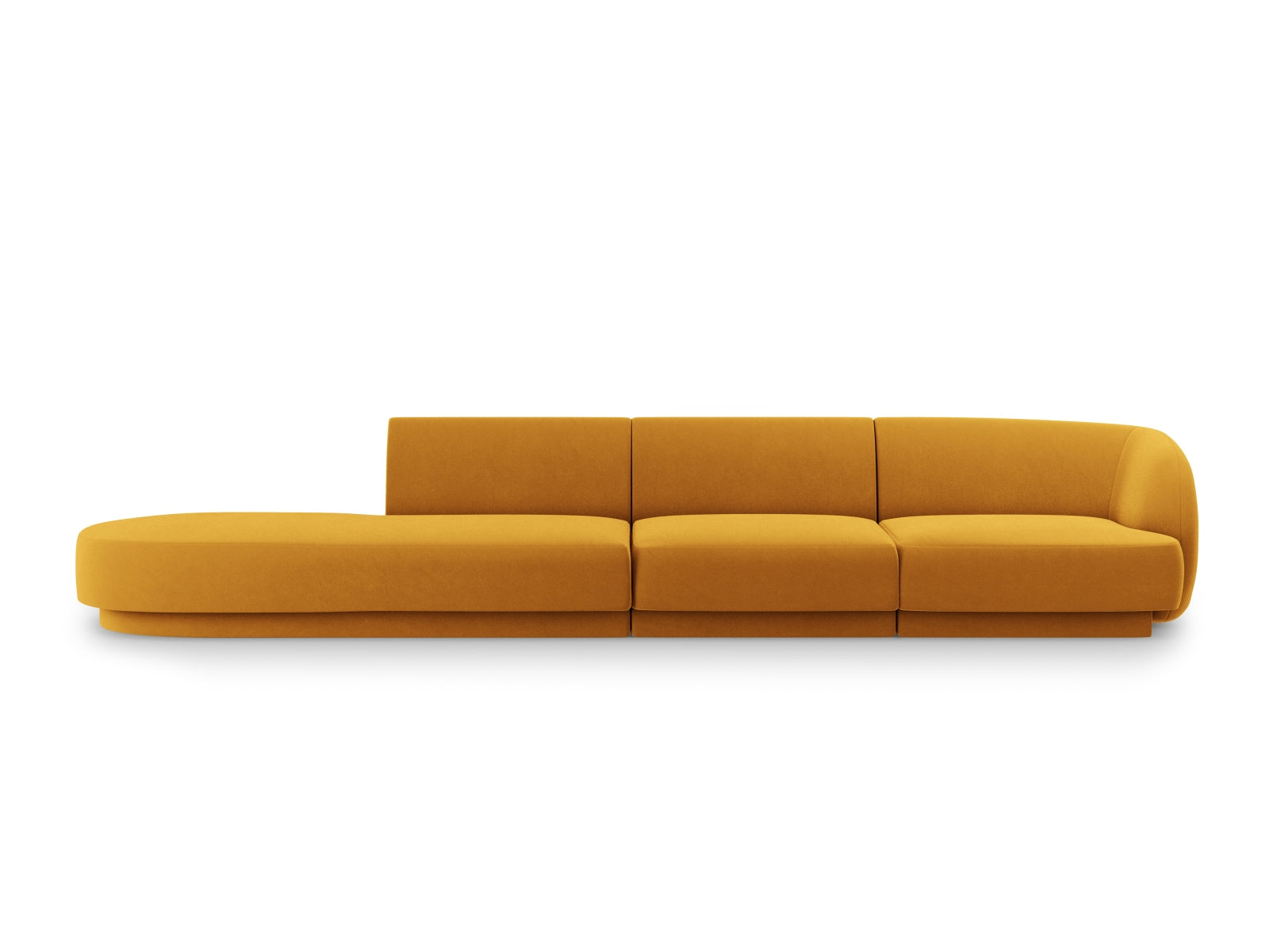 Miley Velour Sofa links 4 Sitzer in Yellow-Bluvel präsentiert im Onlineshop von KAQTU Design AG. L-Sofa links ist von Micadoni