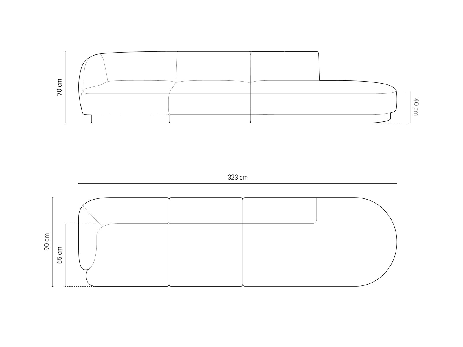 Miley Sofa rechts 4 Sitzer in Silver präsentiert im Onlineshop von KAQTU Design AG. L-Sofa rechts ist von Micadoni