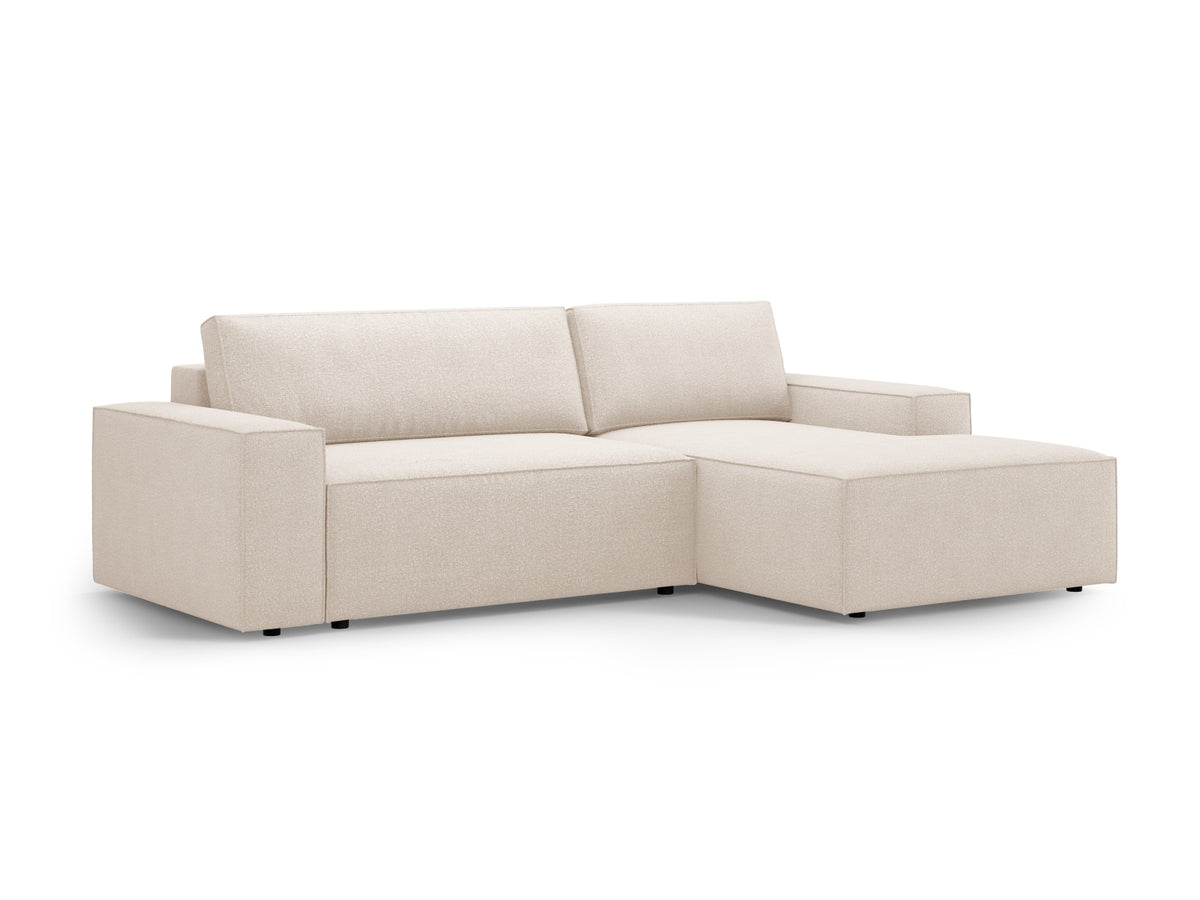 Jodie Boucle Ecksofa rechts mit Schlaffunktion und Stauraumbox 3 Sitzer in Beige-Baloo präsentiert im Onlineshop von KAQTU Design AG. Bettsofa rechts ist von Micadoni