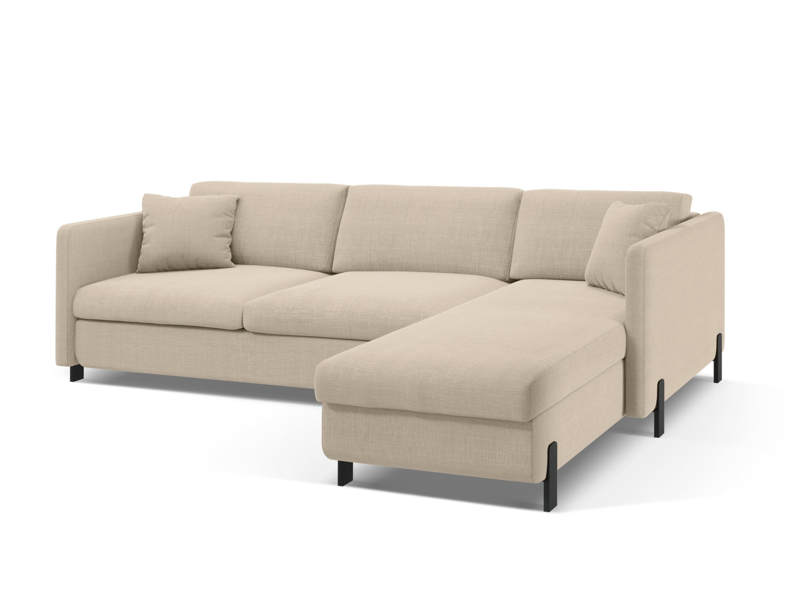 Beige Ecksofa Gloria von Micadoni, 5-Sitzer mit praktischer Schlaffunktion und Stauraum, perfekt für stilvolle und funktionale Wohnräume.
