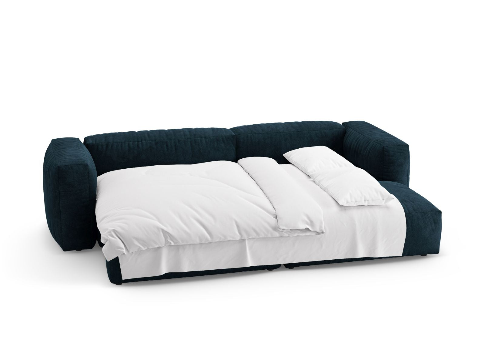 Modernes 4-Sitzer Ecksofa Martina in stilvollem Petrol, ideal für Wohnzimmer, mit cleverer Schlaffunktion für Gästeübernachtungen.