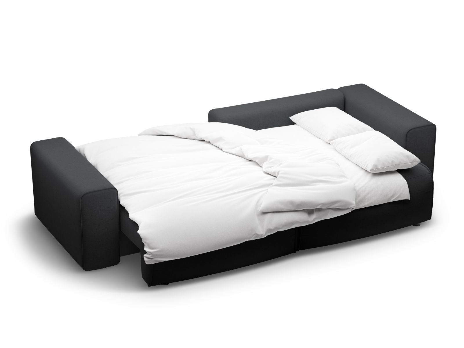 Modernes 3-Sitzer Ecksofa Victor in stilvollem Dunkelgrau, bietet Schlaffunktion und cleveren Stauraum für Ihr Zuhause.