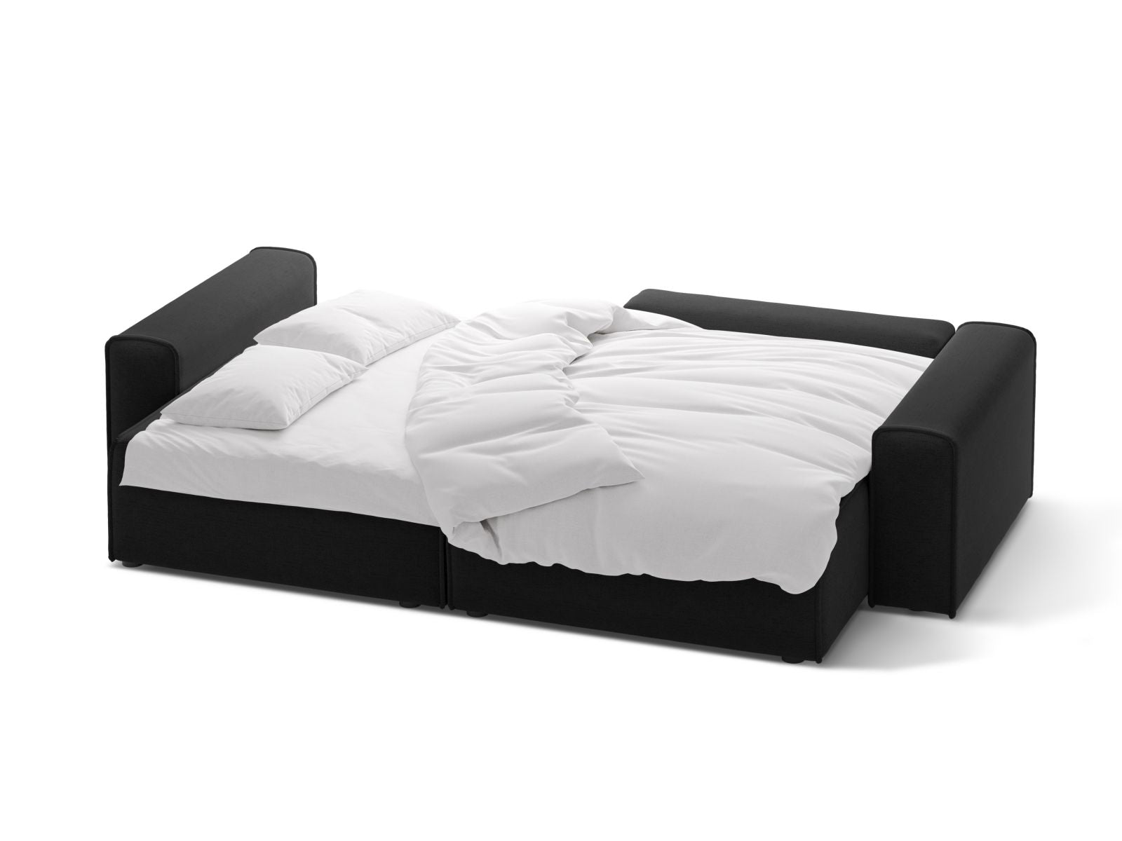 Stylisches Ecksofa Victor in Schwarz, bietet komfortable Sitzgelegenheiten, eine Schlaffunktion und zusätzlichen Stauraum für Ihr Zuhause.