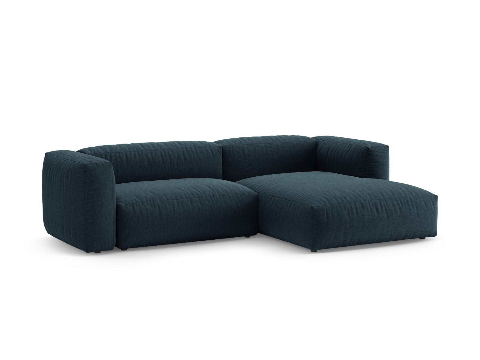 Elegantes 4-Sitzer Ecksofa Martina in Blue Jeans-Boston mit praktischer Schlaffunktion, ideal für stilvolle Wohnräume.