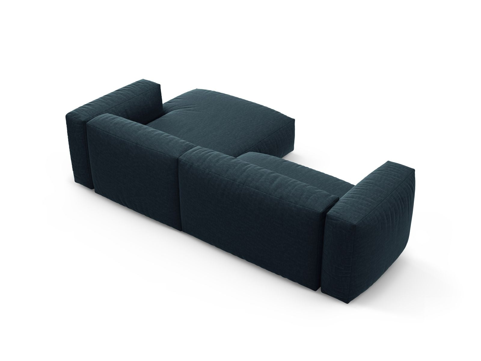 Modernes 4-Sitzer Ecksofa Martina in Blue Jeans-Boston, rechtsseitig, vielseitig einsetzbar für Entspannung und Übernachtungsgäste.