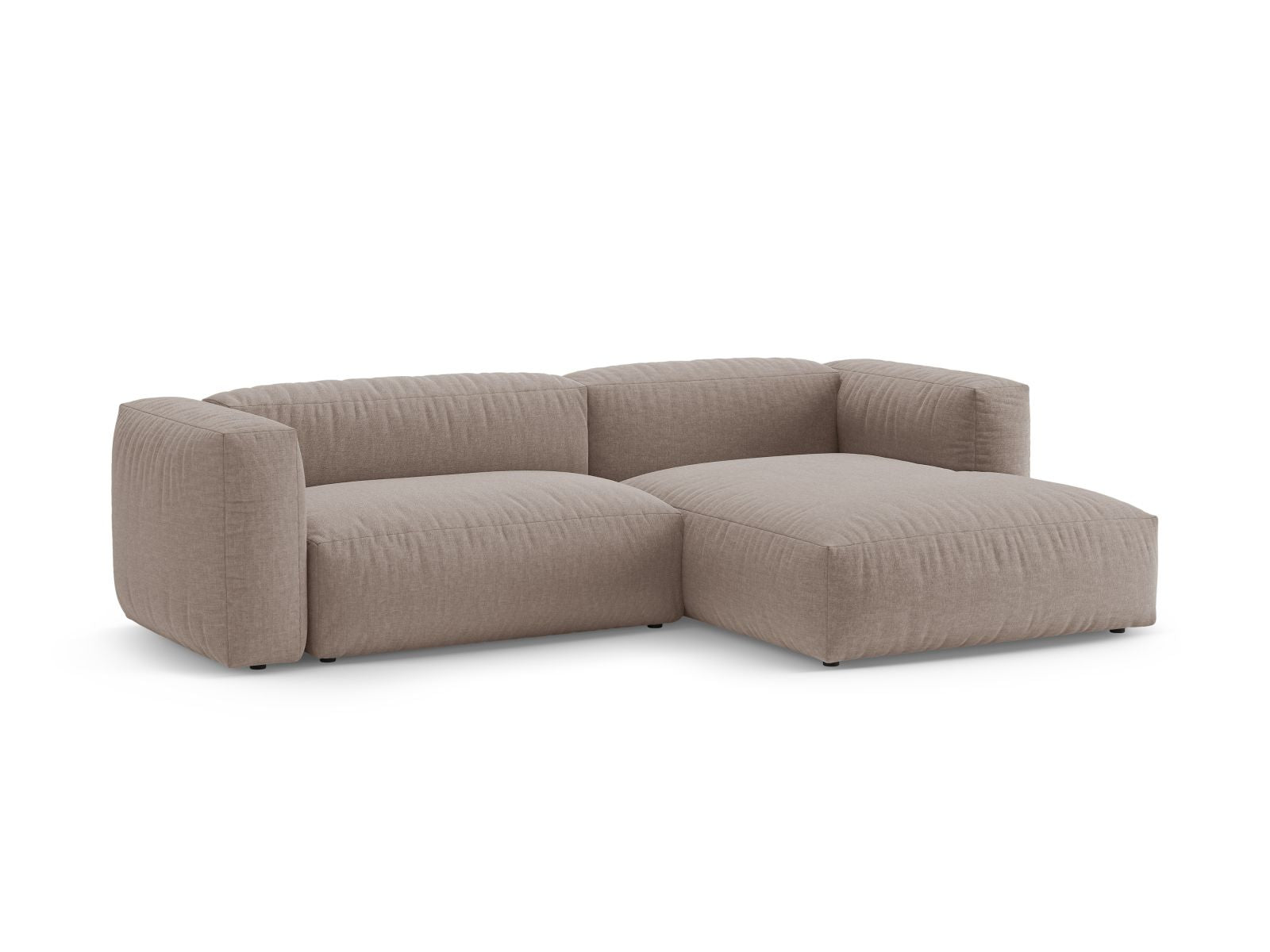 Elegantes 4-Sitzer Ecksofa Martina in Dunkelbeige mit praktischer Schlaffunktion, ideal für stilvolle Wohnräume.