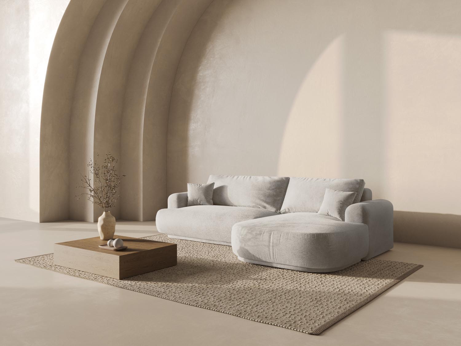 Erleben Sie das Ella Modular Ecksofa rechts von Micadoni: stilvolles 5-Sitzer Sofa mit praktischer Schlaffunktion und cleverem Stauraum für Ihr Zuhause.