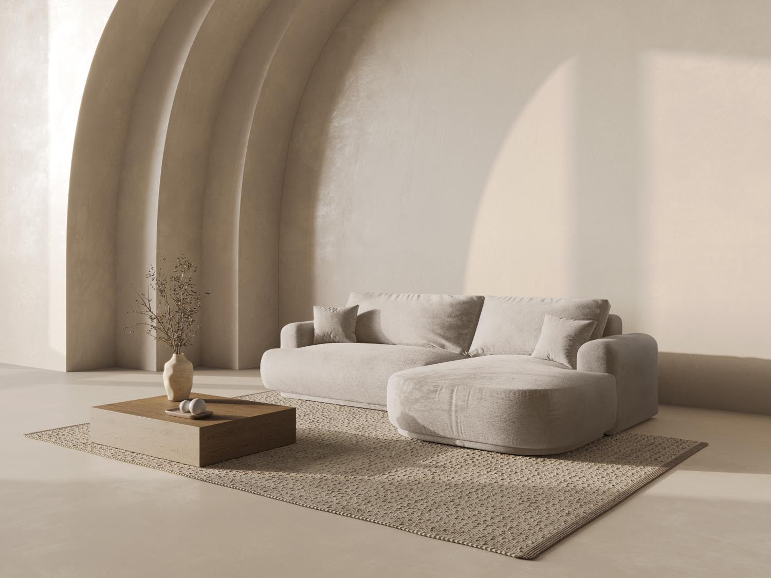 Erleben Sie das Ella Modular Ecksofa rechts von Micadoni: stilvolles 5-Sitzer Sofa mit cleverer Schlaffunktion und nützlichem Stauraum für Ihr Zuhause.