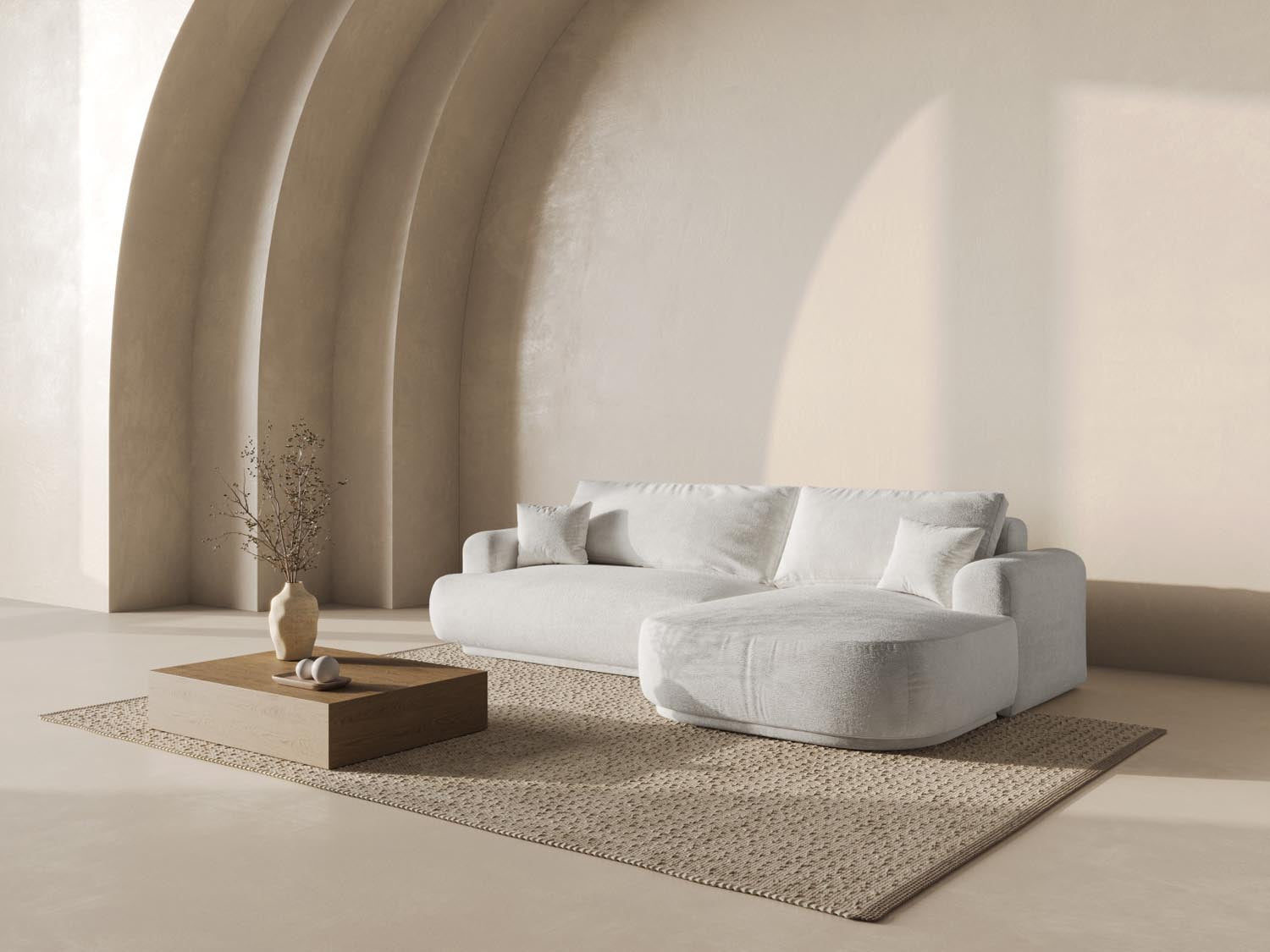 Erleben Sie das Ella Modular Ecksofa rechts von Micadoni: stilvolles 5-Sitzer Sofa mit cleverer Schlaffunktion und praktischem Stauraum für Ihr Zuhause.