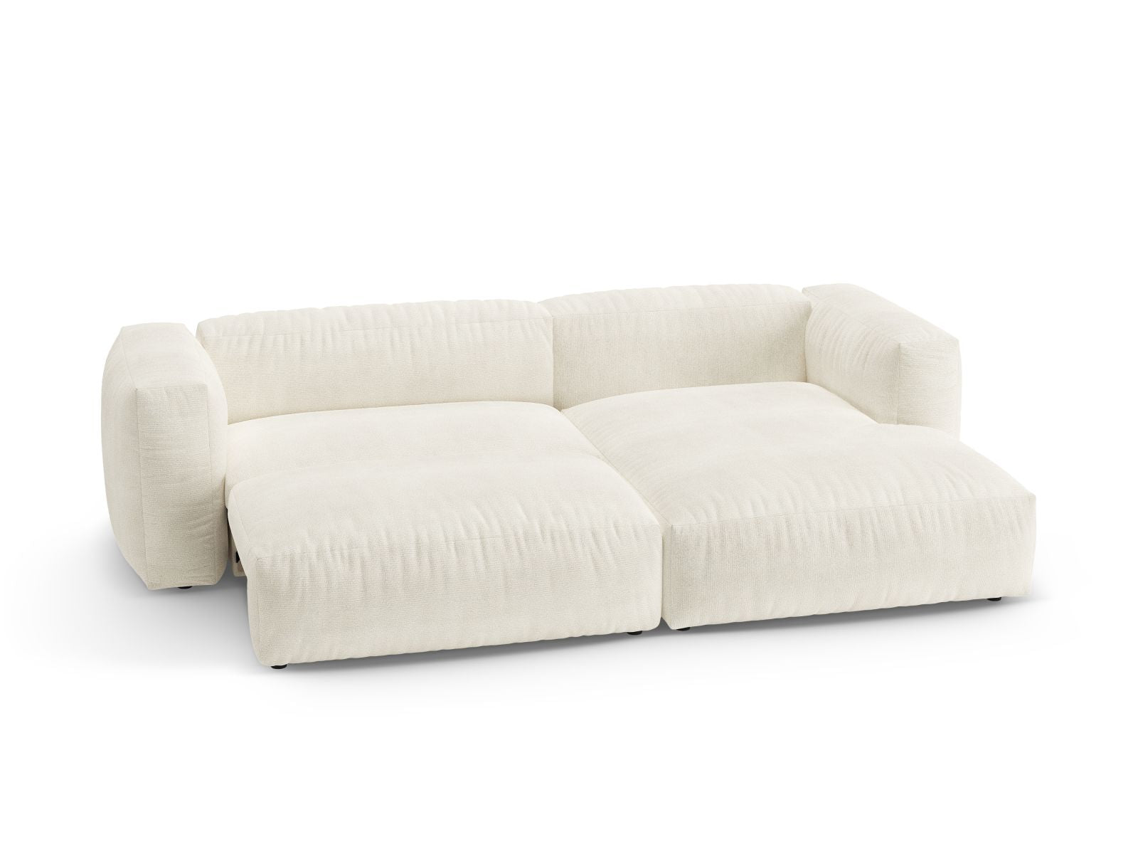 Elegantes Ecksofa Martina in Ivory-Monet, ideal für gemütliche Abende, mit Schlafoption und cleverem Stauraum für mehr Ordnung.