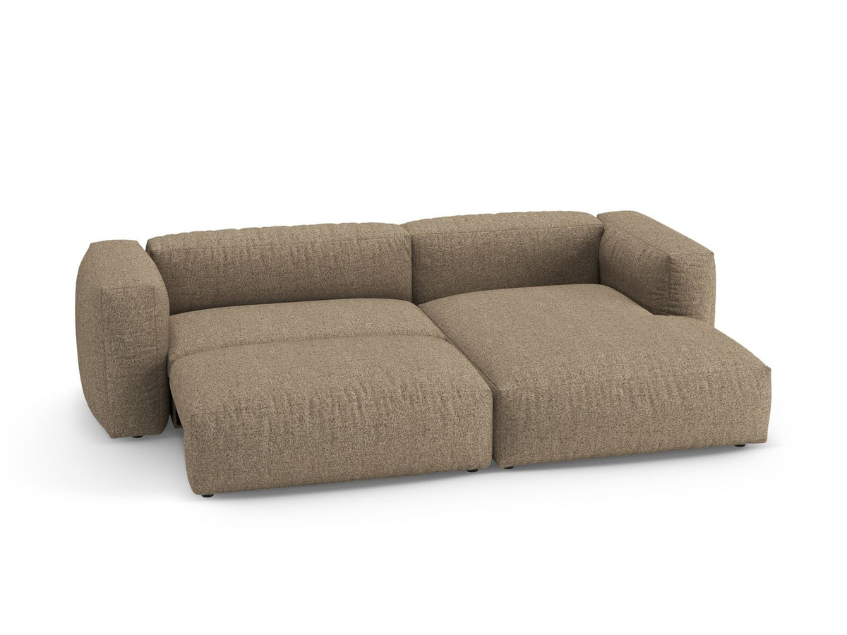 4-Sitzer Ecksofa Martina rechts mit Schlaffunktion und Stauraum in Cappuccino-Monet präsentiert im Onlineshop von KAQTU Design AG. Bettsofa rechts ist von Micadoni