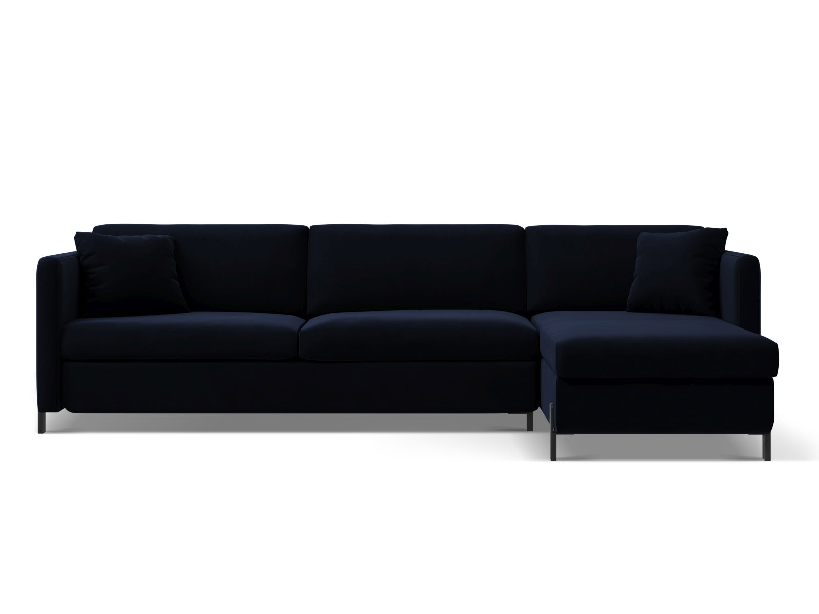 Gloria Velour Ecksofa rechts mit Schlaffunktion und Stauraum 5 Sitzer in Royal Blue-Salvador präsentiert im Onlineshop von KAQTU Design AG. Bettsofa rechts ist von Micadoni