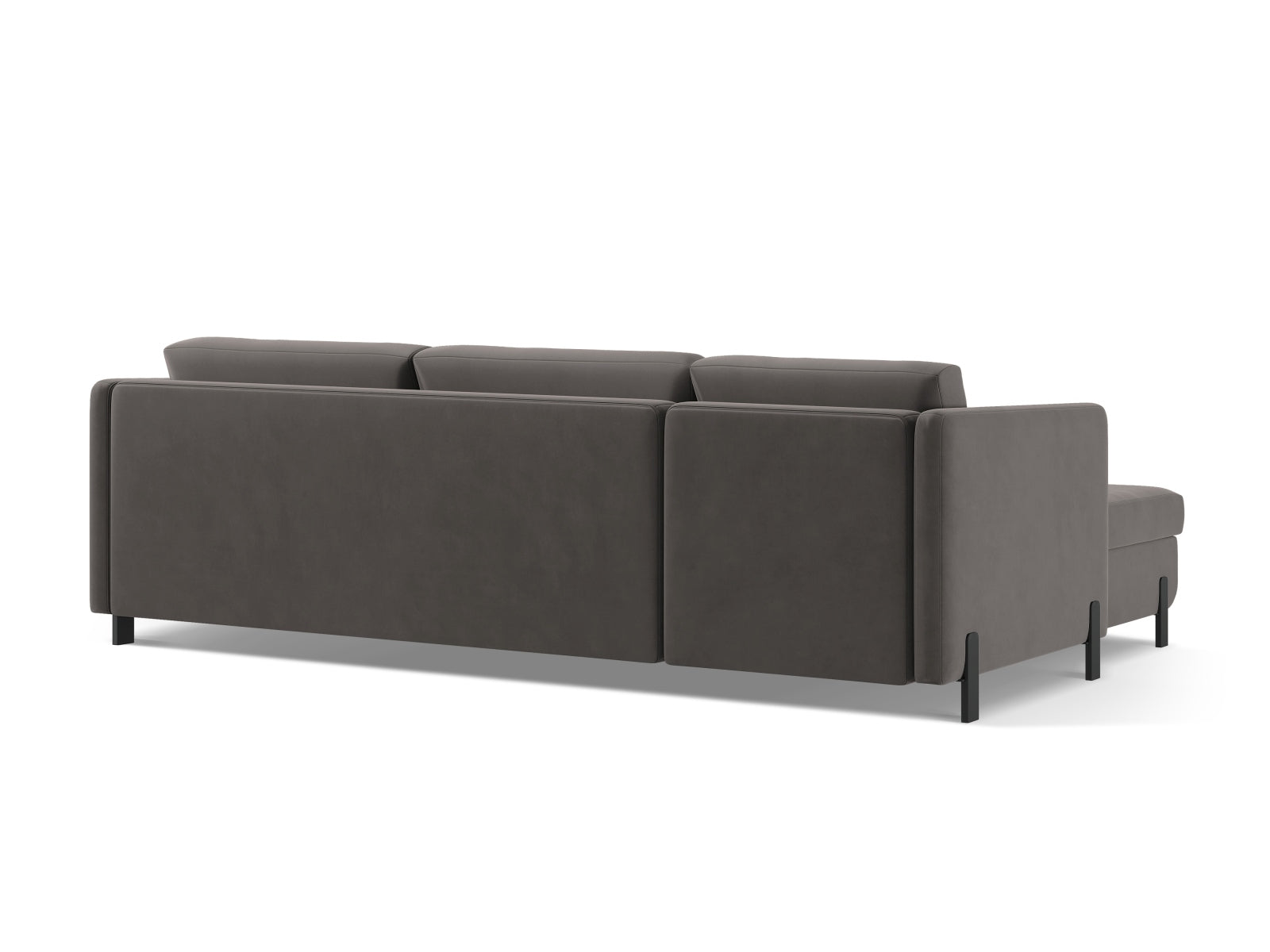 Elegantes 5-Sitzer Ecksofa Gloria in Velours, rechtsseitig, bietet Schlaffunktion und Stauraum für stilvolle Wohnlösungen.