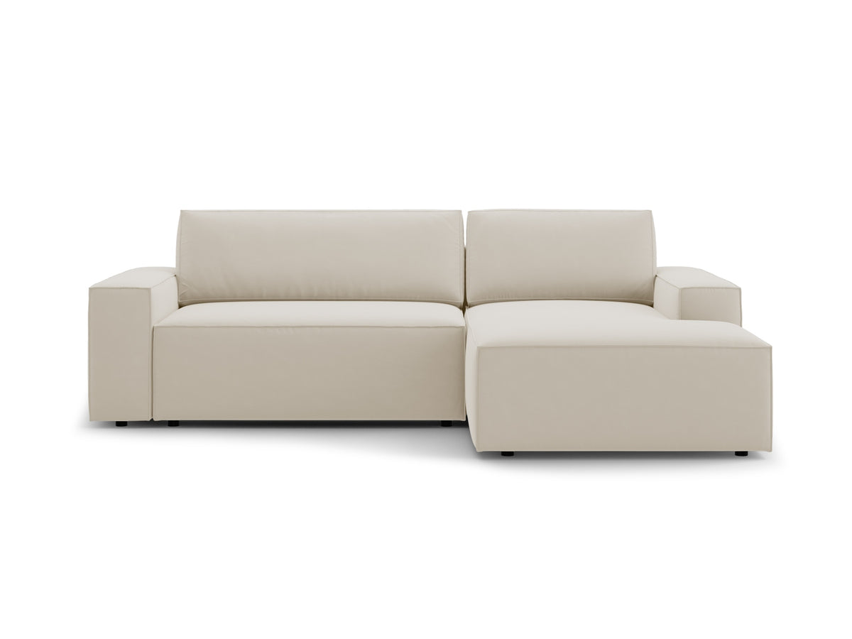 Jodie Velour Ecksofa rechts mit Schlaffunktion und Stauraumbox 3 Sitzer in Dark Beige-Bluvel präsentiert im Onlineshop von KAQTU Design AG. Bettsofa rechts ist von Micadoni