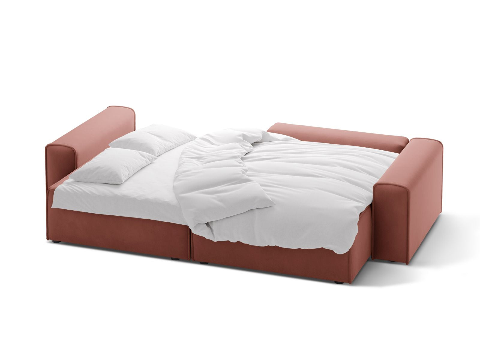 Elegantes 3-Sitzer Ecksofa Victor in Pink-Paris, perfekt für moderne Wohnräume, bietet komfortable Schlaffunktion und praktischen Stauraum.