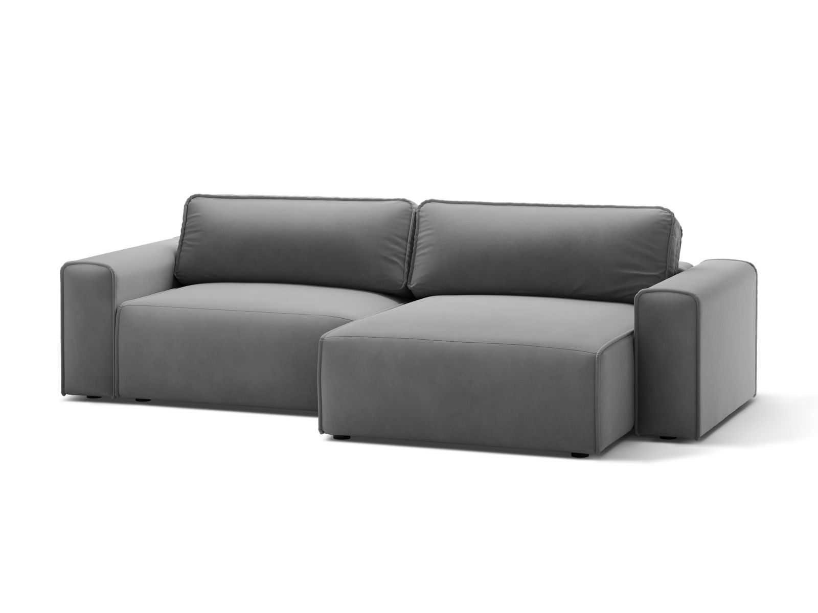 Elegantes 3-Sitzer Ecksofa Victor in Grau mit praktischer Schlaffunktion und Stauraum, ideal für moderne Wohnräume.