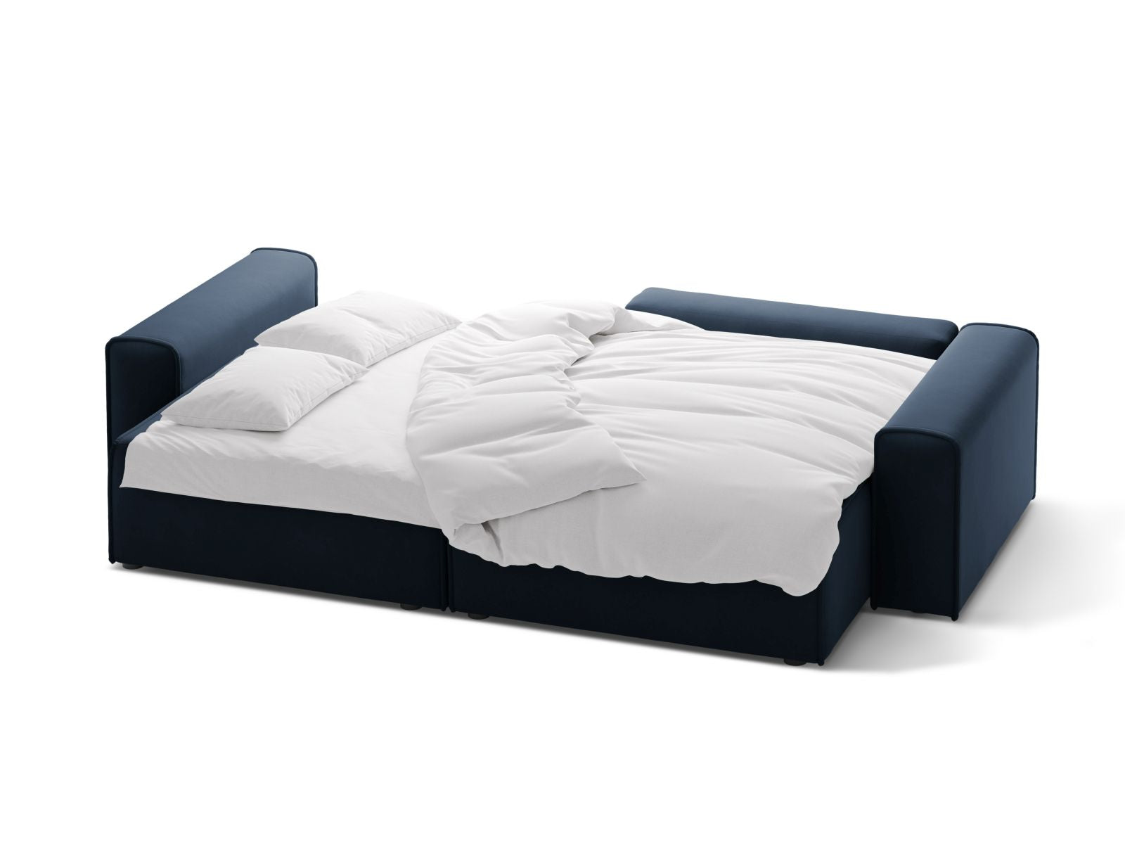 Stylisches Ecksofa Victor in Dunkelblau, bietet komfortable Sitzgelegenheiten, eine Schlaffunktion und zusätzlichen Stauraum für Ihr Zuhause.